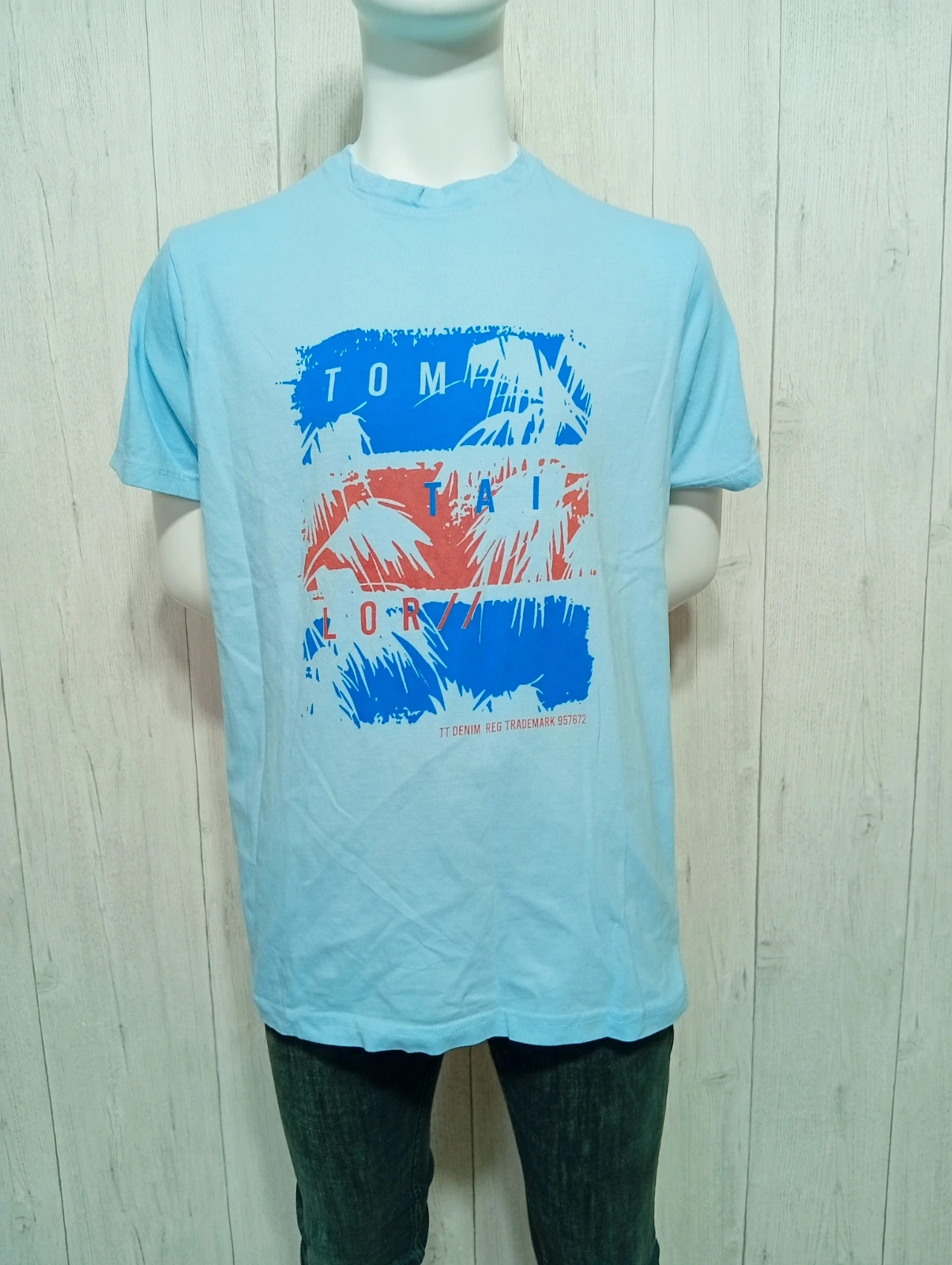 T-shirt manche courte homme - taille L/40 - Tom tailor - couleur bleu clair