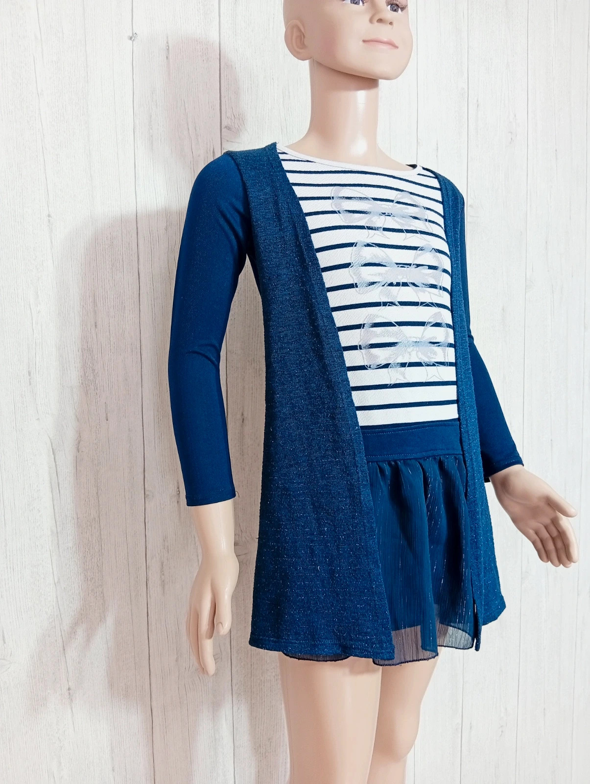 Robe courte fille - taille 8 ans - p'tit môme - couleur marine et blanc – P'tit Môme – taille 8 ans / 128 cm 4