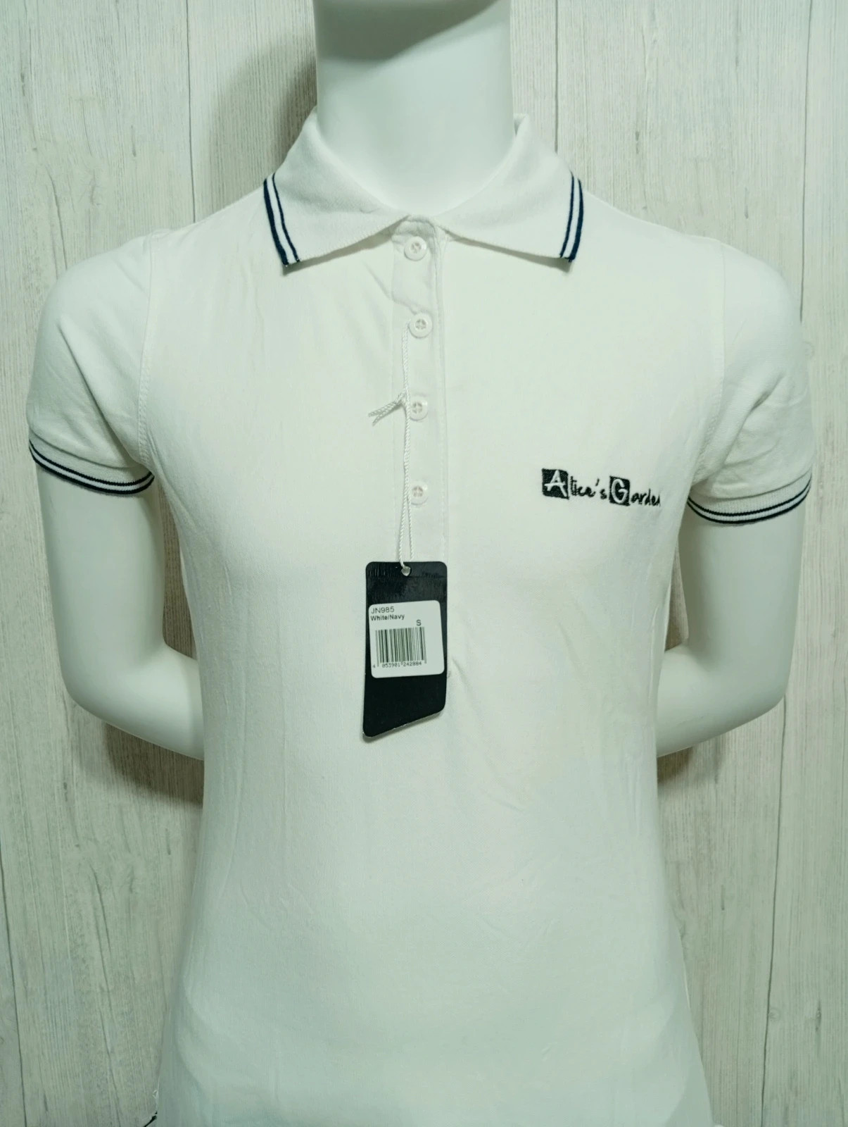 Polo homme - taille S/36 - james & nicholson- couleur blanc et noir - neuf avec etiquette – James & Nicholson – taille S / 36 / 8 2
