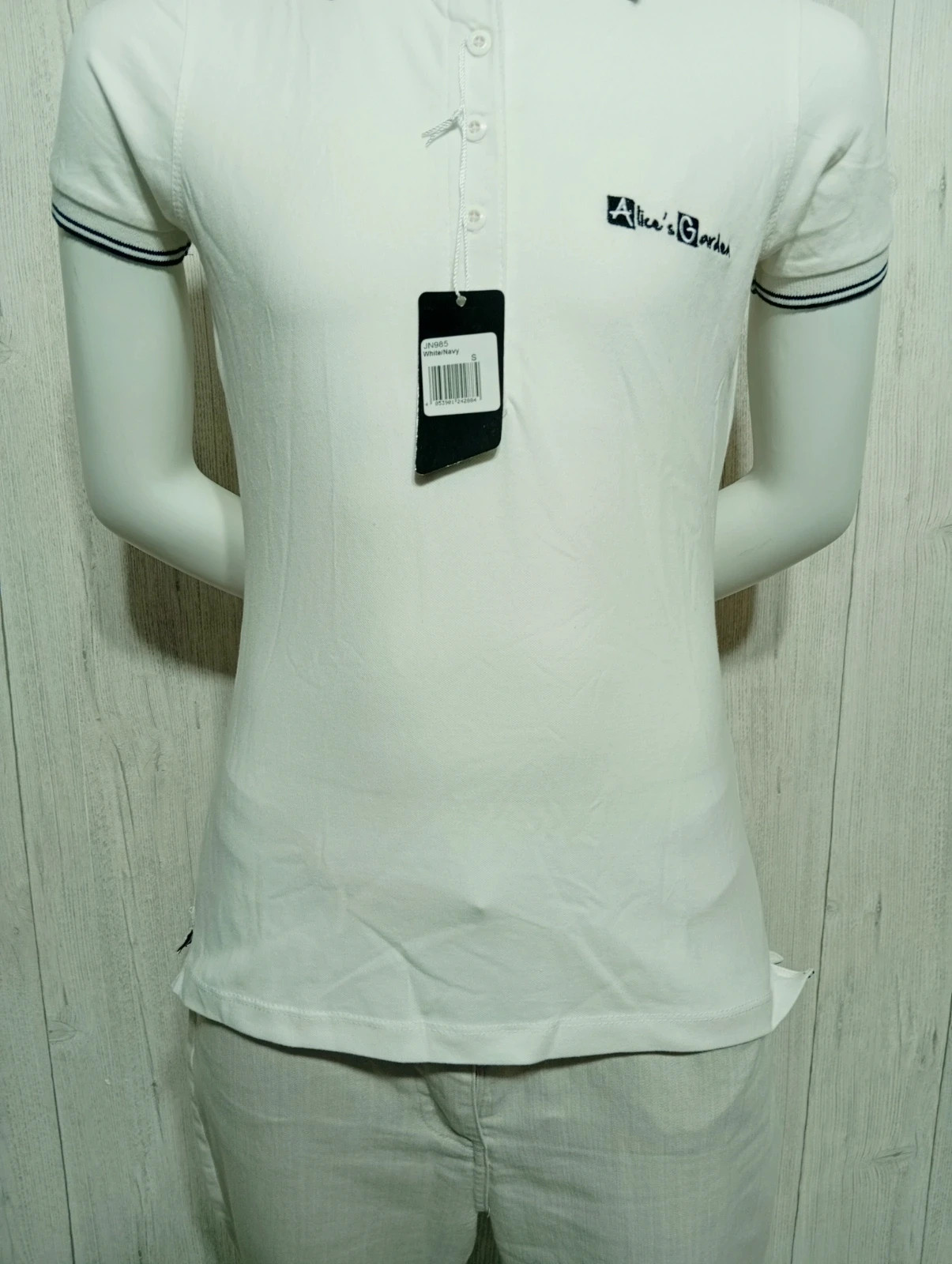 Polo homme - taille S/36 - james & nicholson- couleur blanc et noir - neuf avec etiquette – James & Nicholson – taille S / 36 / 8 3