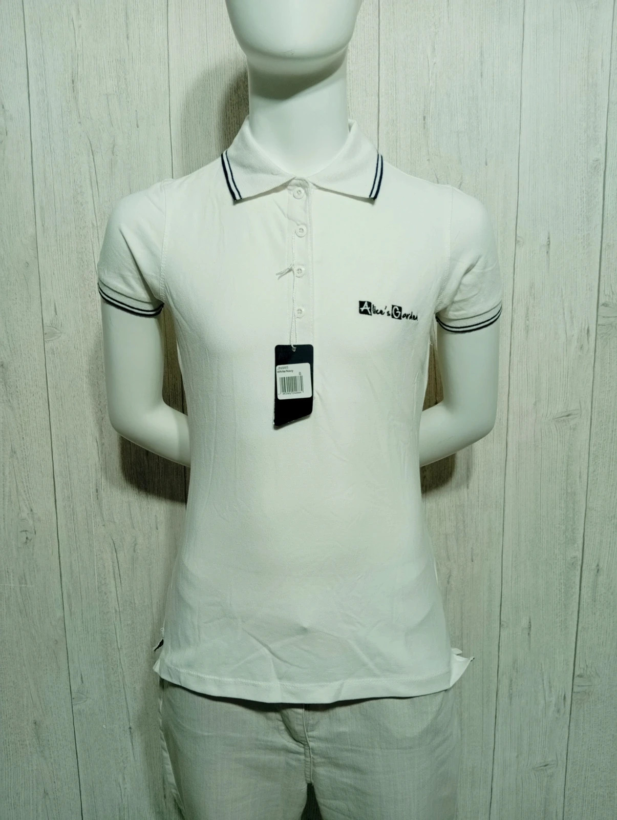 Polo homme - taille S/36 - james & nicholson- couleur blanc et noir - neuf avec etiquette