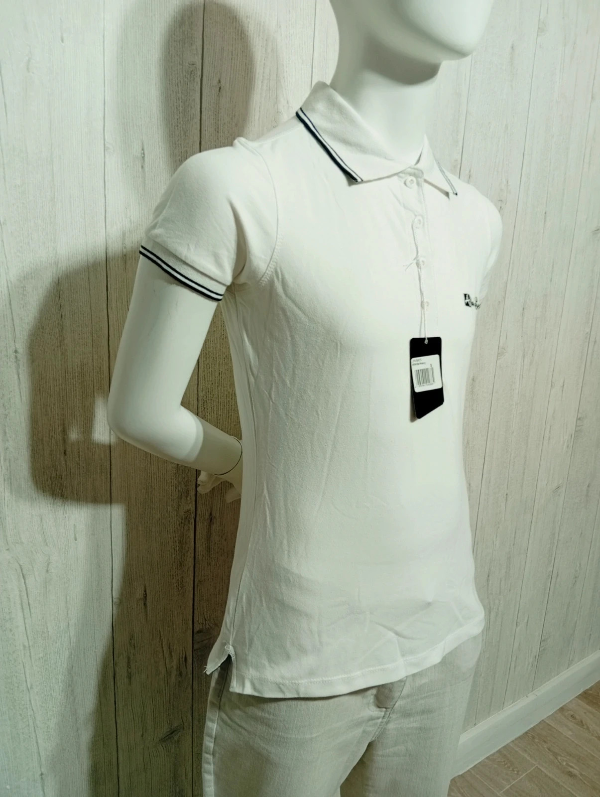 Polo homme - taille S/36 - james & nicholson- couleur blanc et noir - neuf avec etiquette – James & Nicholson – taille S / 36 / 8 4