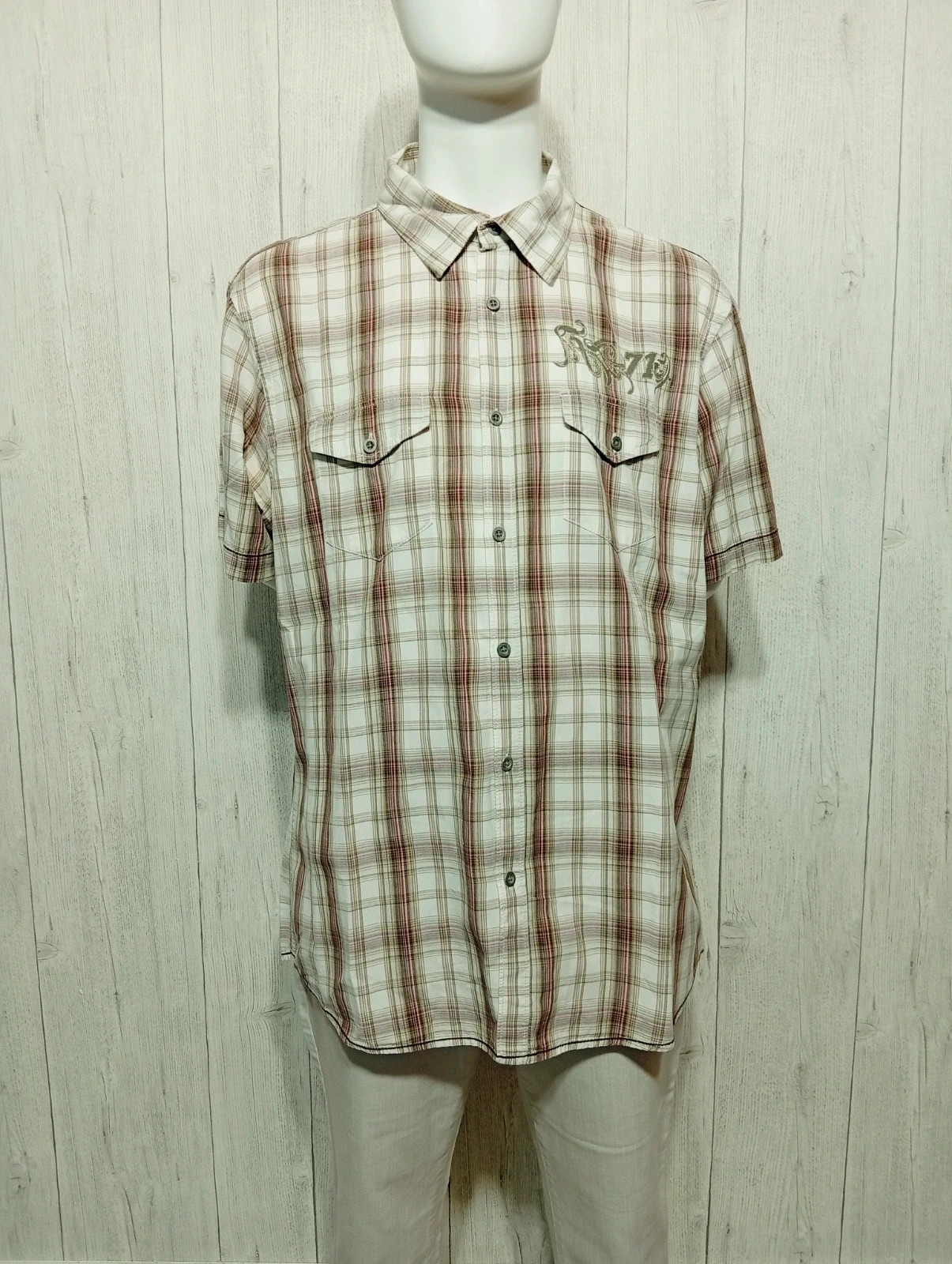 Chemise manche courte homme - taille XXL/44 - jules - creme kaki rose