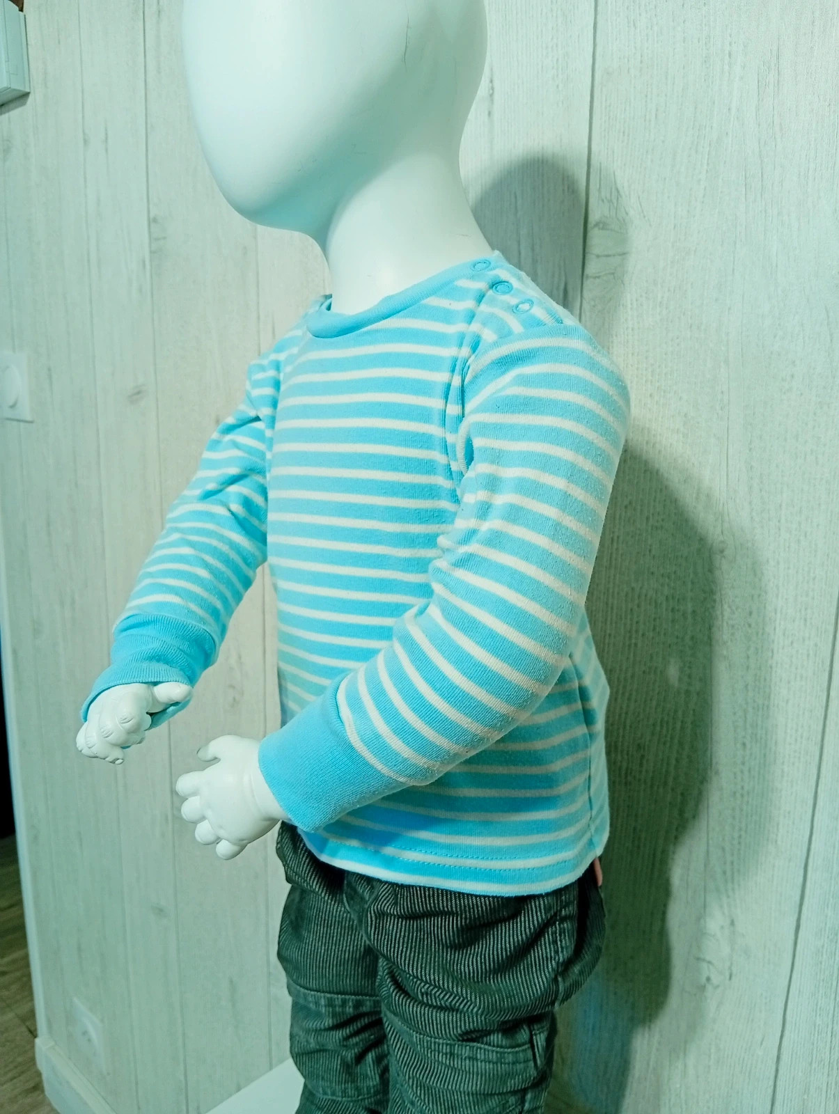 T-shirt manche longue garçon - taille 18 mois - petit pirate -couleur bleu et blanc – taille 12-18 mois / 80 cm 3