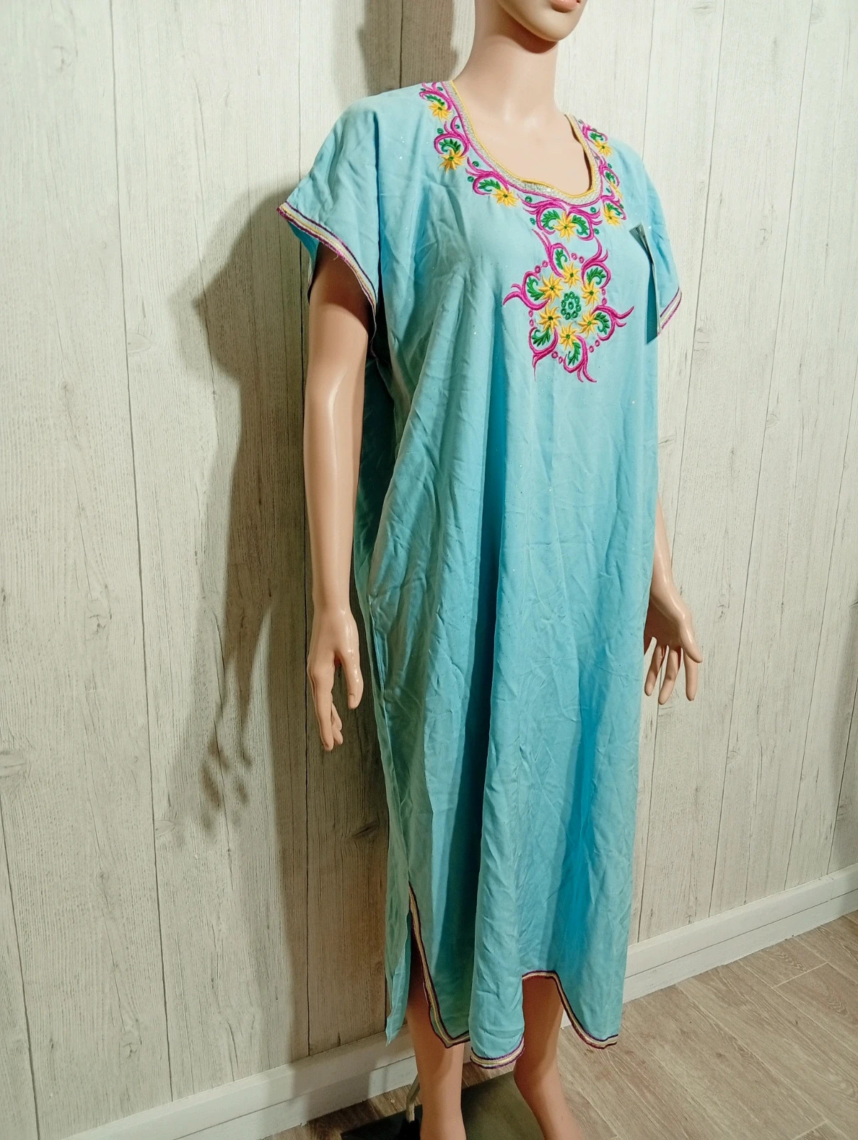 Robe longue femme - taille XL/42 - Farah creation - couleur turquoise multicolore - neuf – Farah – taille XL / 42 / 14 4