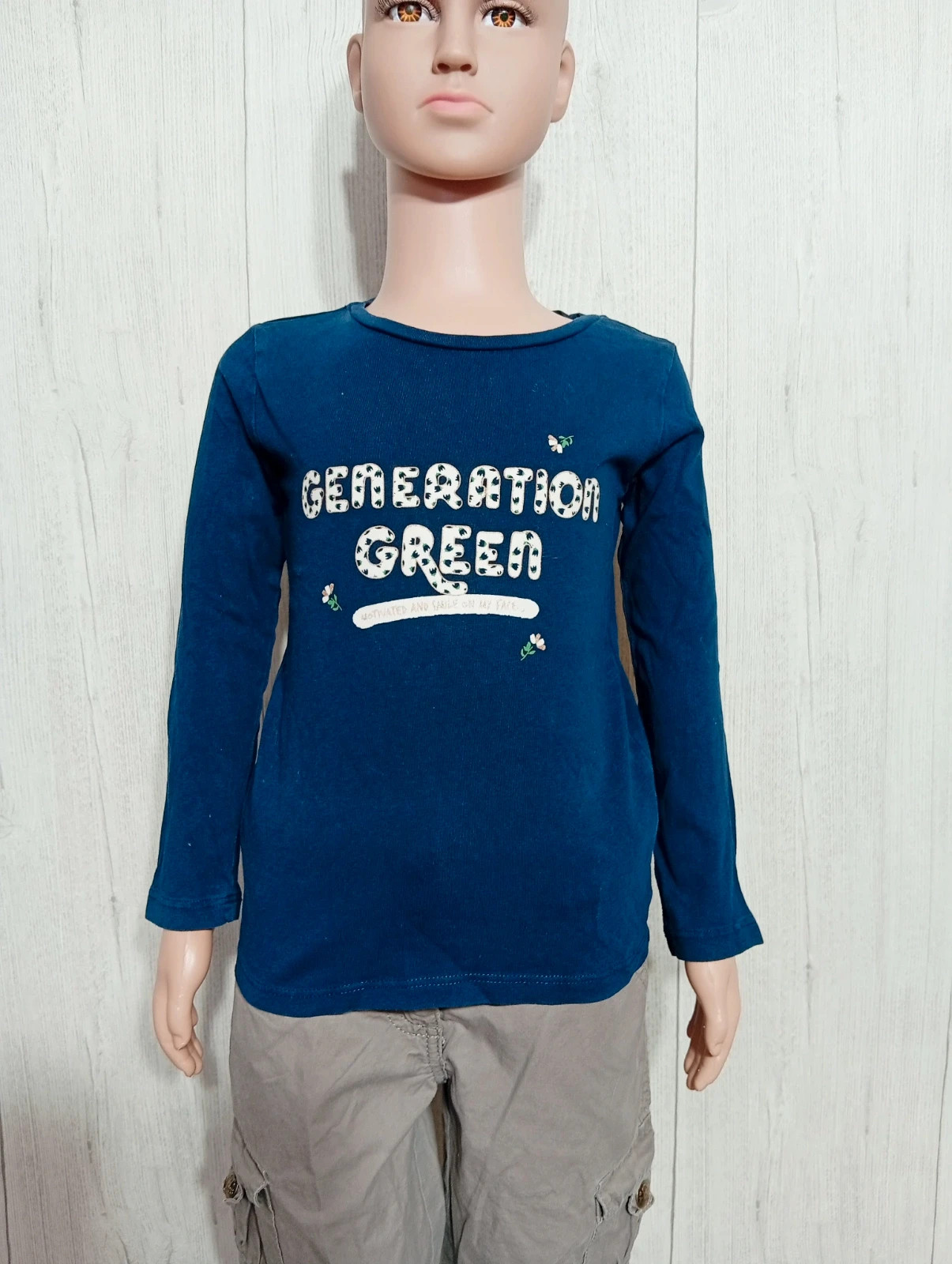 T-shirt manche longue fille - taille 5 ans - gemo - couleur marine et blanc – Gémo – taille 5 ans / 110 cm