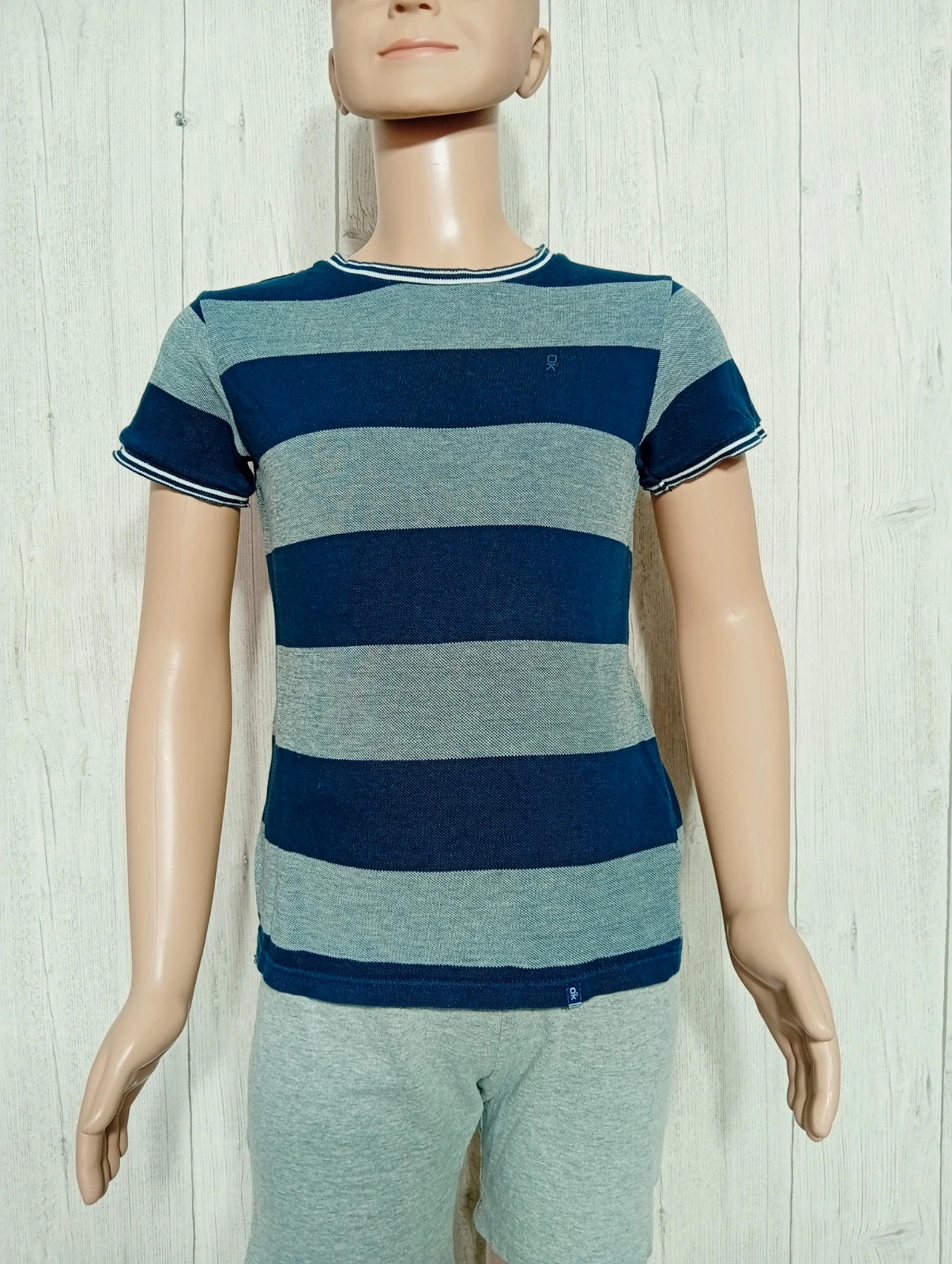 T-shirt manche courte garçon - taille 8 ans (128 cm)- okaidi - couleur marine et gris