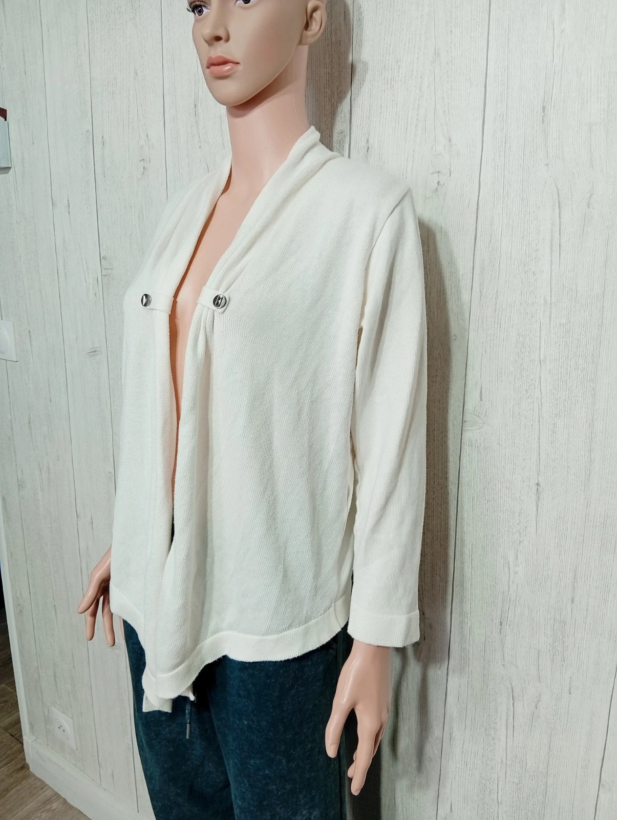 Cardigan femme - taille M/38 - chasse maree -couleur blanc creme – Chasse-Marée – taille M / 38 / 10 5