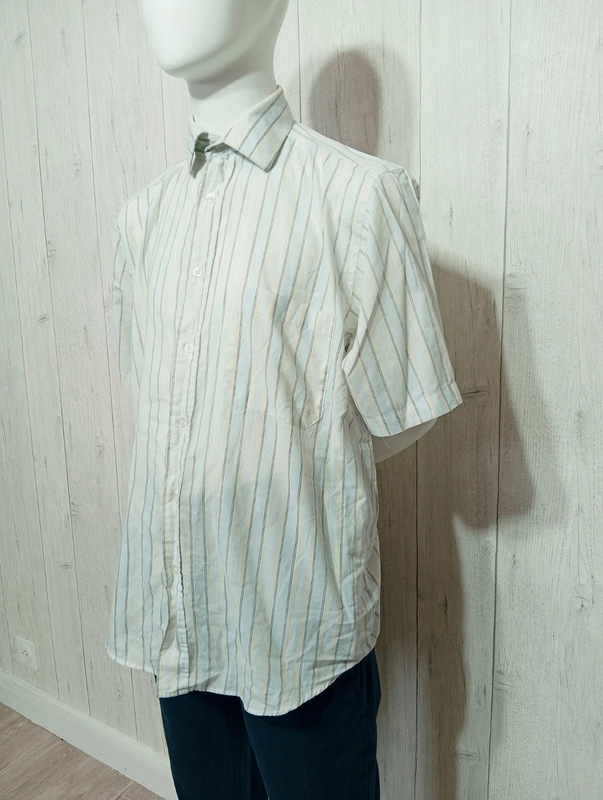 Chemise manche courte homme - taille L/40 - Milford clan - couleur turquoise jaune – Milford Clan – taille L 5