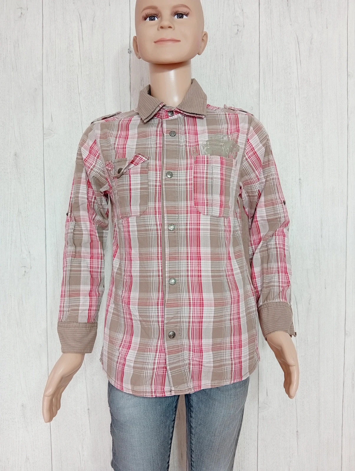 Chemise garcon - taille 8 ans - nky - couleur rouge marron