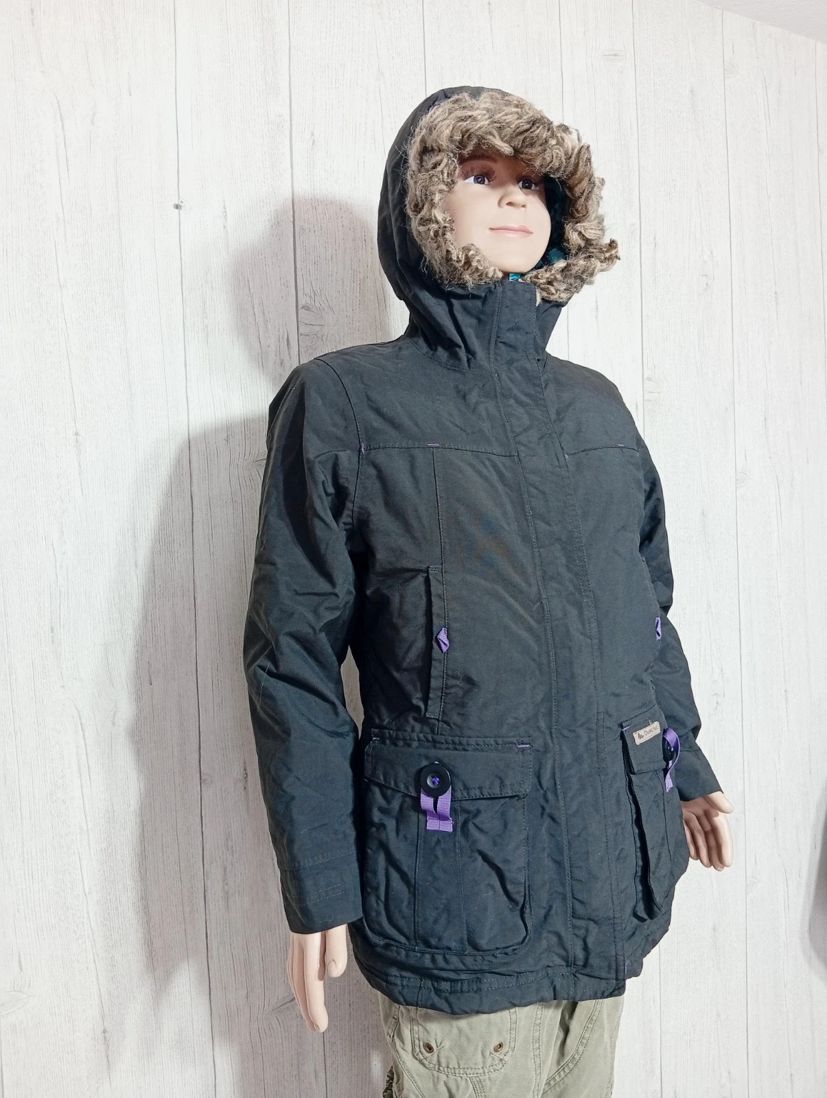 Manteau a capuche fille - taille 10 ans (133/142 cm) - oxylane - couleur noir et violet – Oxylane – taille 10 ans / 140 cm 4