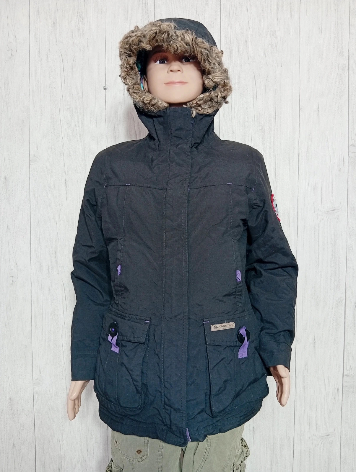 Manteau a capuche fille - taille 10 ans (133/142 cm) - oxylane - couleur noir et violet