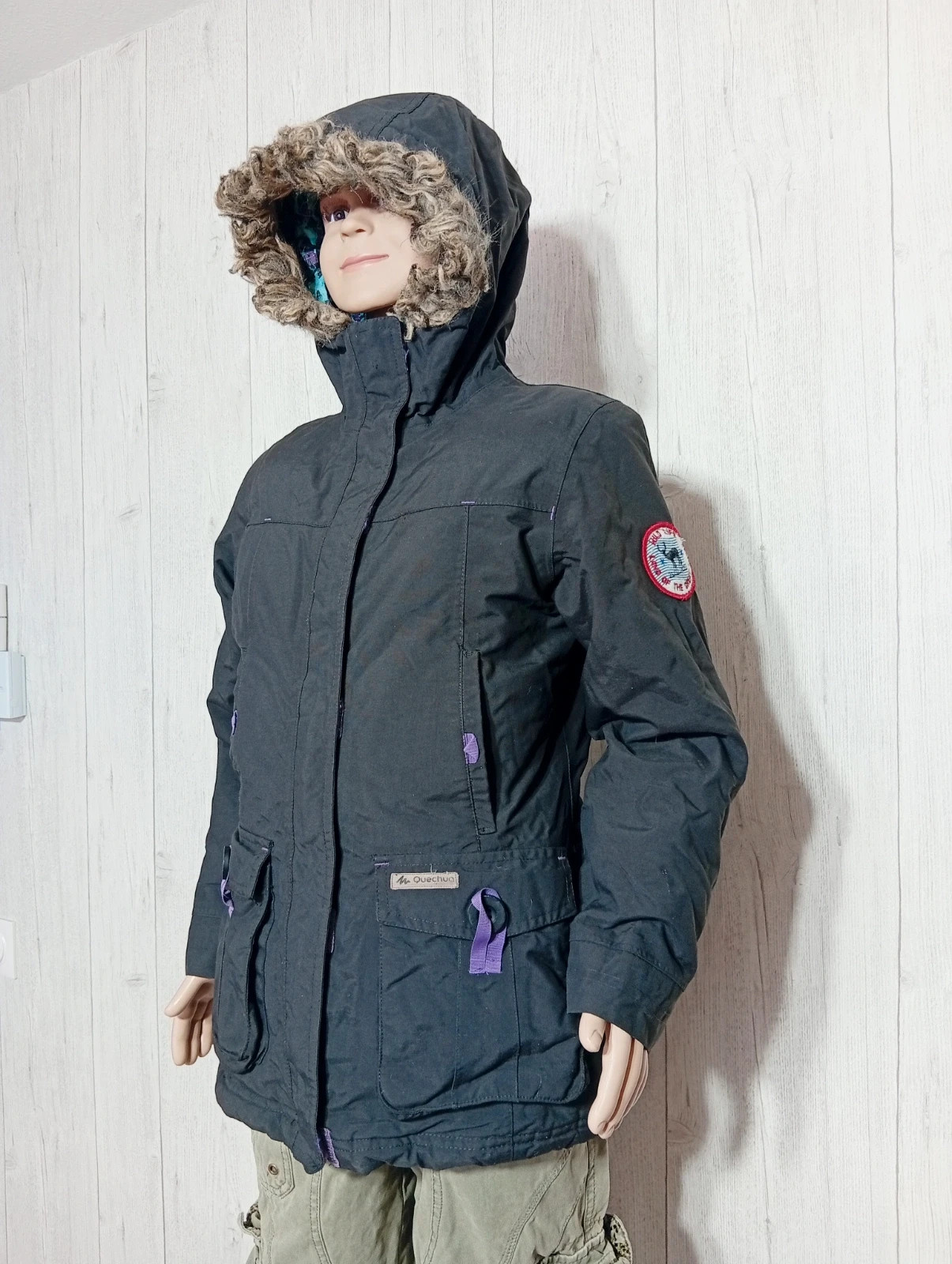 Manteau a capuche fille - taille 10 ans (133/142 cm) - oxylane - couleur noir et violet – Oxylane – taille 10 ans / 140 cm 5