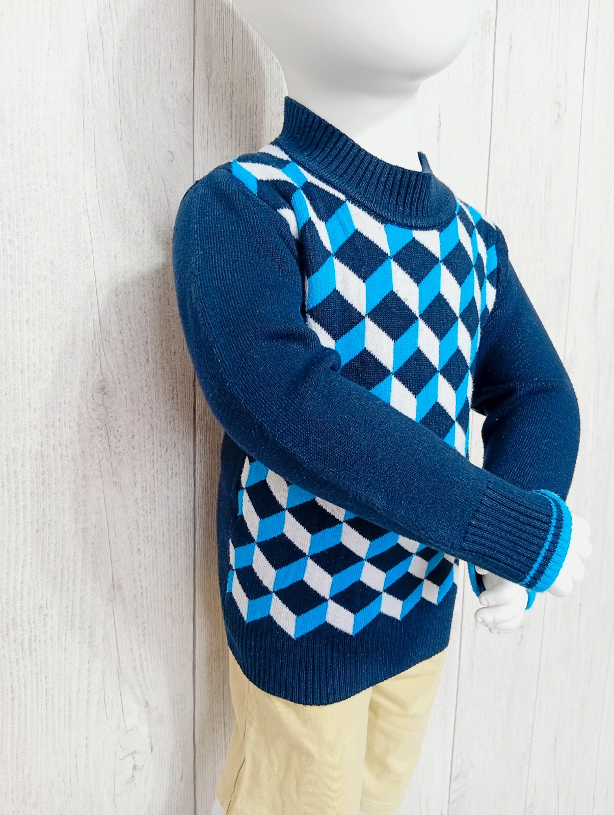 Pull garcon - taille 18 mois - R&P - couleur marine blanc turquoise – RP – taille 12-18 mois / 80 cm 2