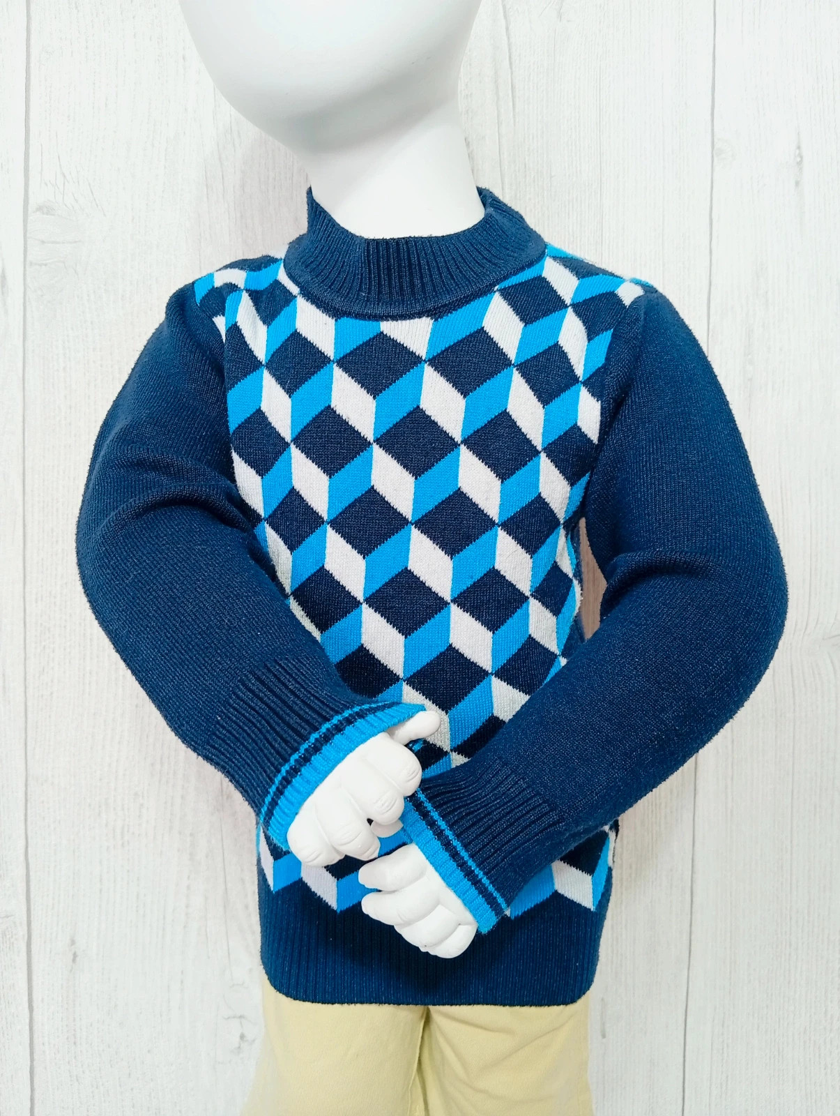 Pull garcon - taille 18 mois - R&P - couleur marine blanc turquoise
