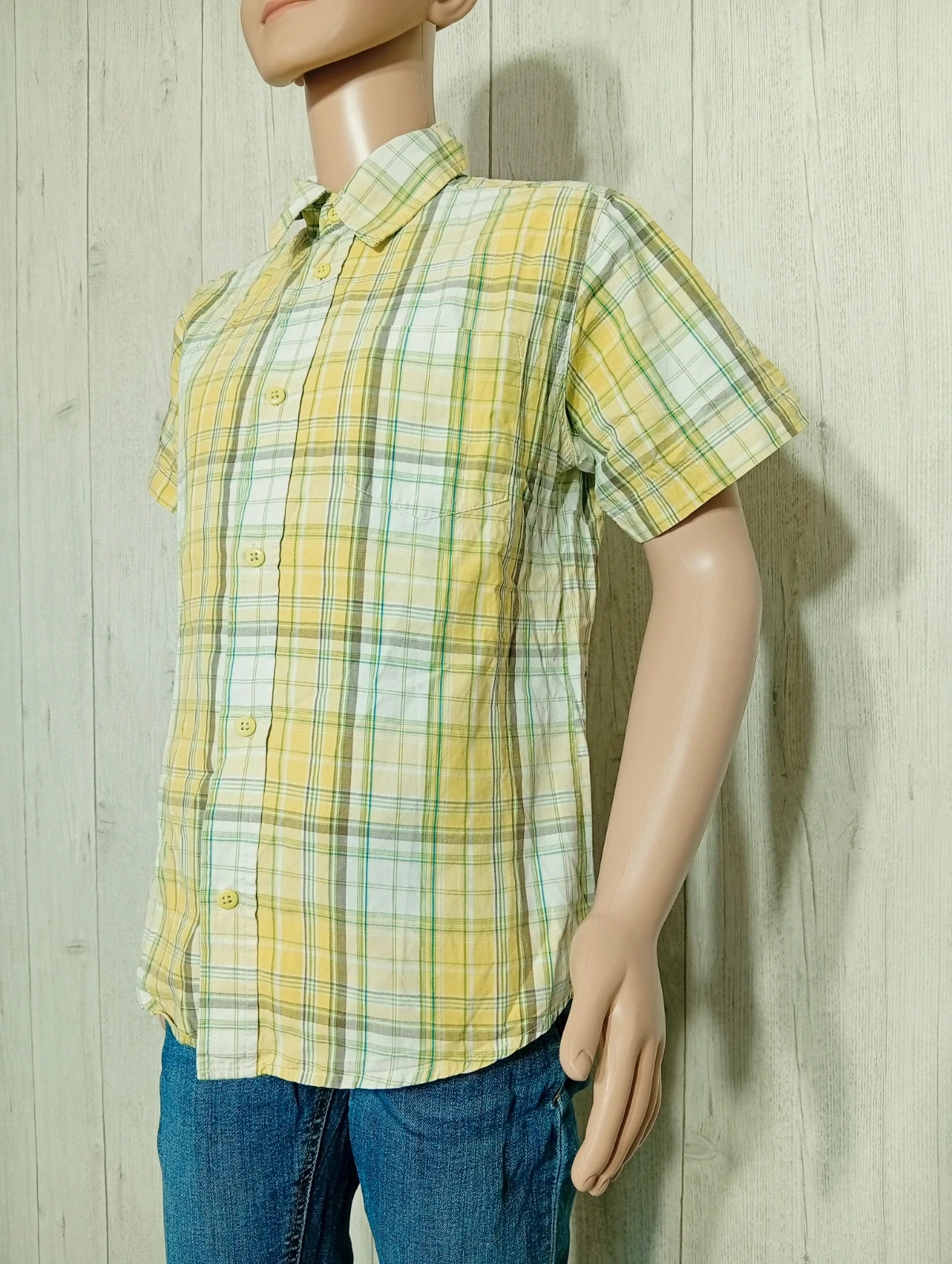 Chemise manche courte garçon - taille 8ans (128 cm) -NKY- couleur jaune vert blanc – NKY – taille 8 ans / 128 cm 5