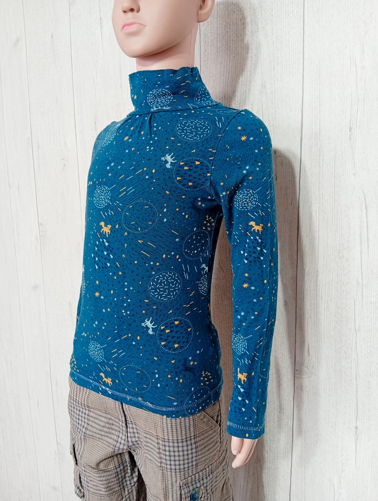 Pull à col roulé fille- taille 5 ans- la halle - couleur marine moutarde – La Halle – taille 5 ans / 110 cm 5