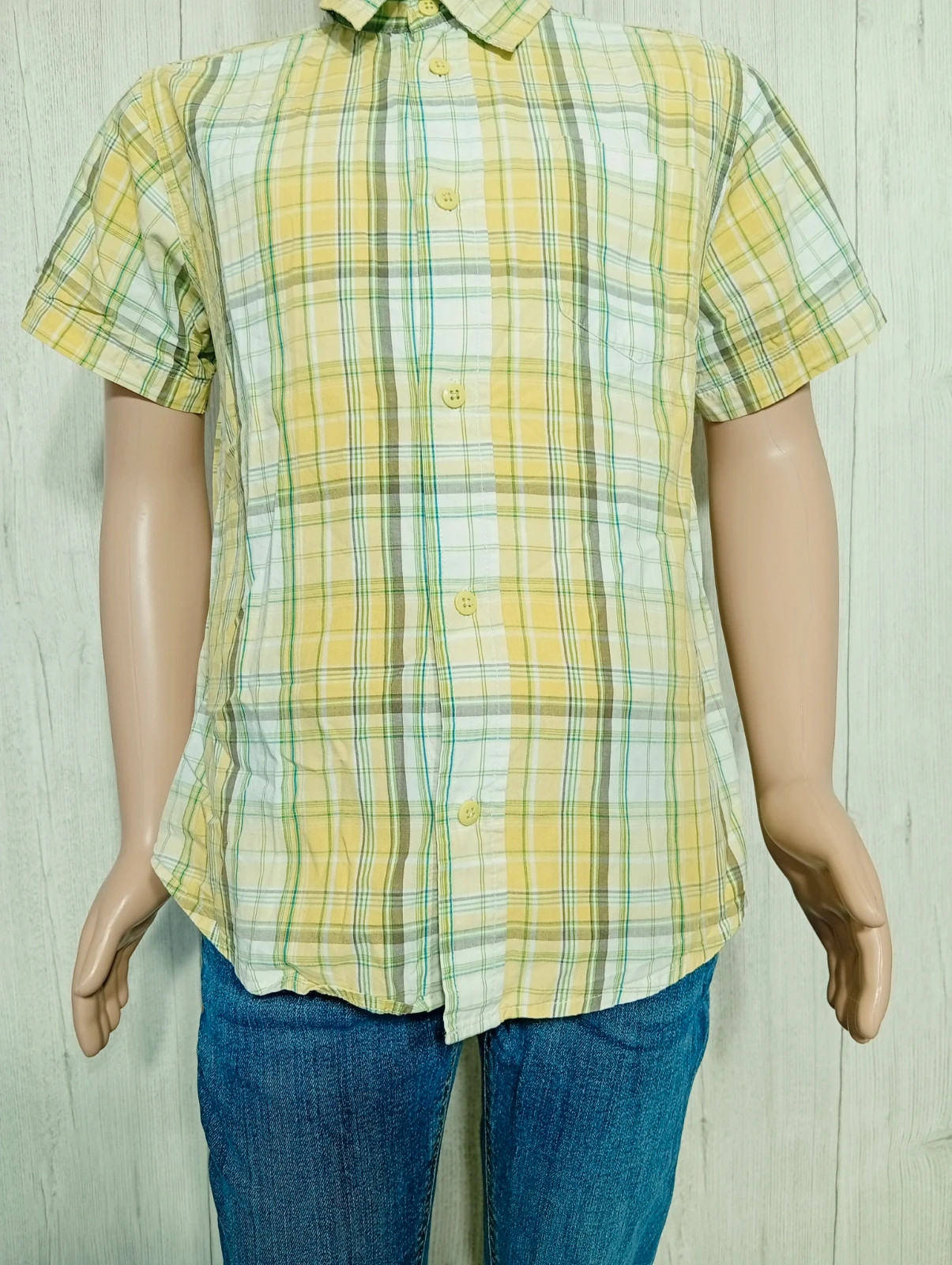 Chemise manche courte garçon - taille 8ans (128 cm) -NKY- couleur jaune vert blanc – NKY – taille 8 ans / 128 cm 3