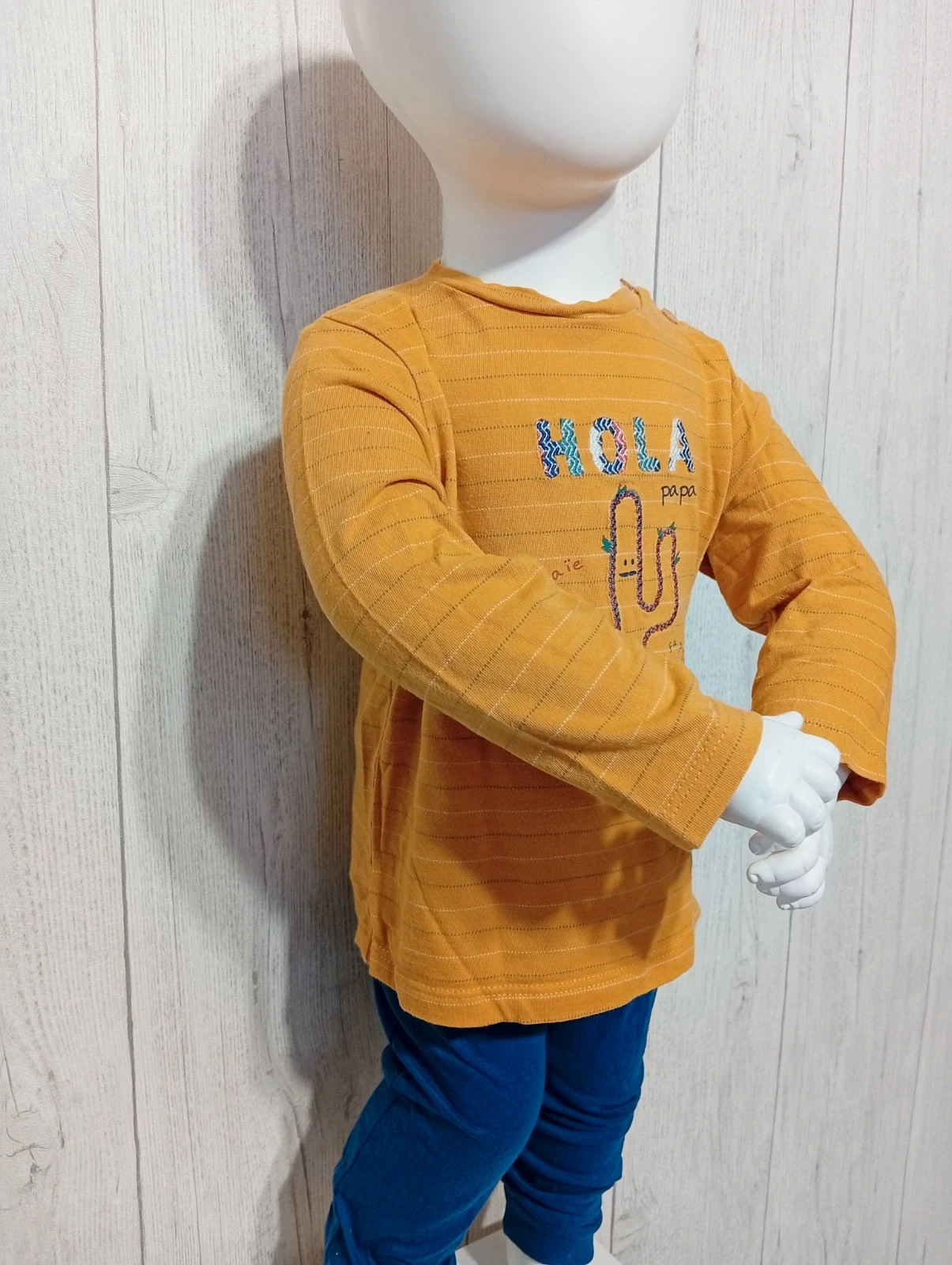 T-shirt manche longue garçon - taille 18mois (80 cm) - tape a l'oeil - couleur moutarde multicolore – Tape à l'œil – taille 12-18 mois / 80 cm 2