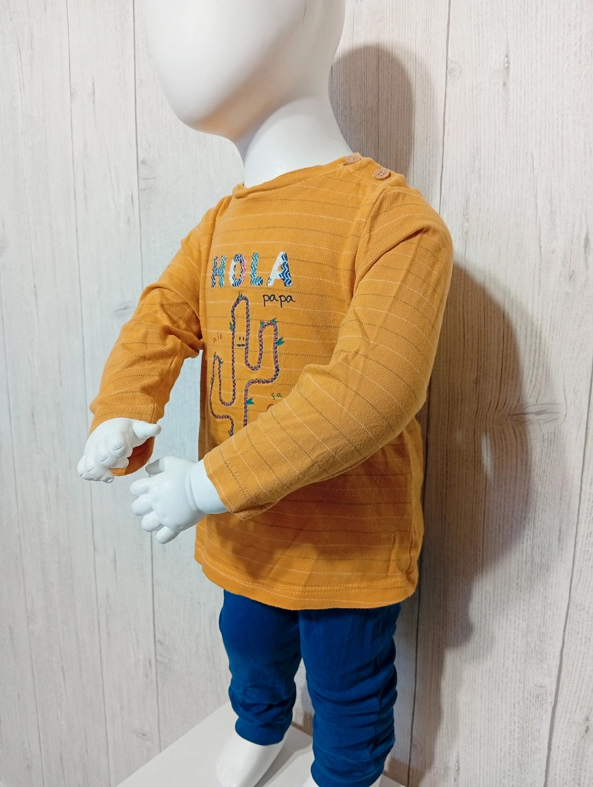 T-shirt manche longue garçon - taille 18mois (80 cm) - tape a l'oeil - couleur moutarde multicolore – Tape à l'œil – taille 12-18 mois / 80 cm 3