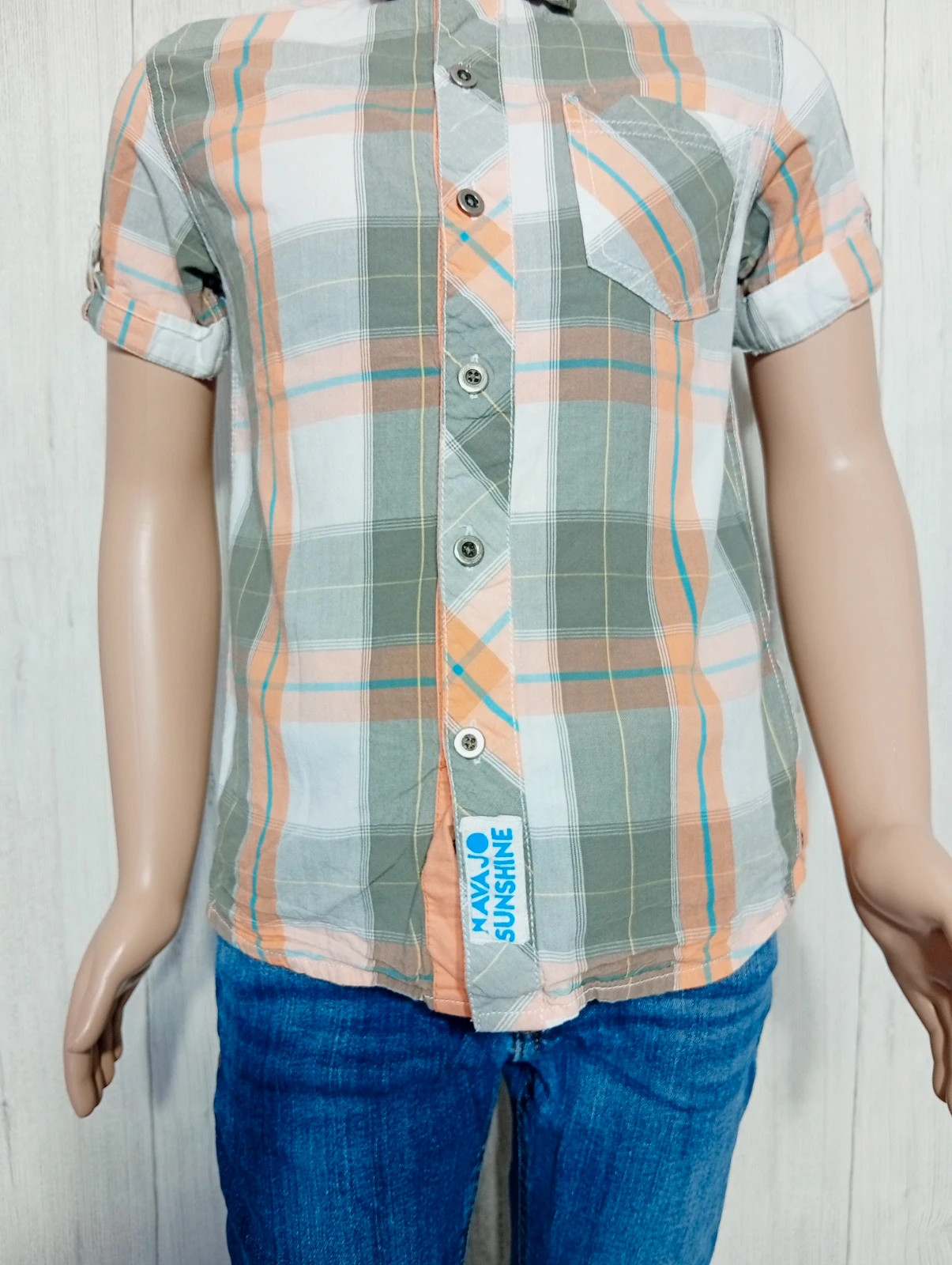 Chemise manche courte garçon - taille 8 ans - inextenso-couleur orange gris blanc – In Extenso – taille 8 ans / 128 cm 3