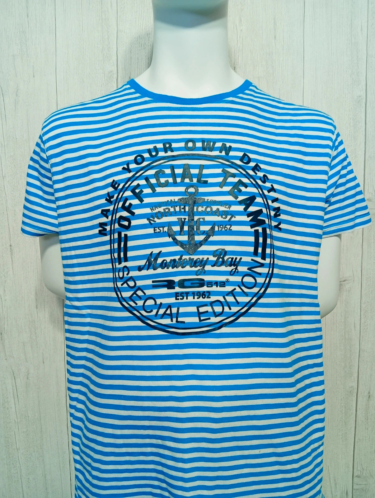 T-shirt manche courte homme - taille L/40 - RG512- couleur bleu et blanc – RG512 – taille L 2