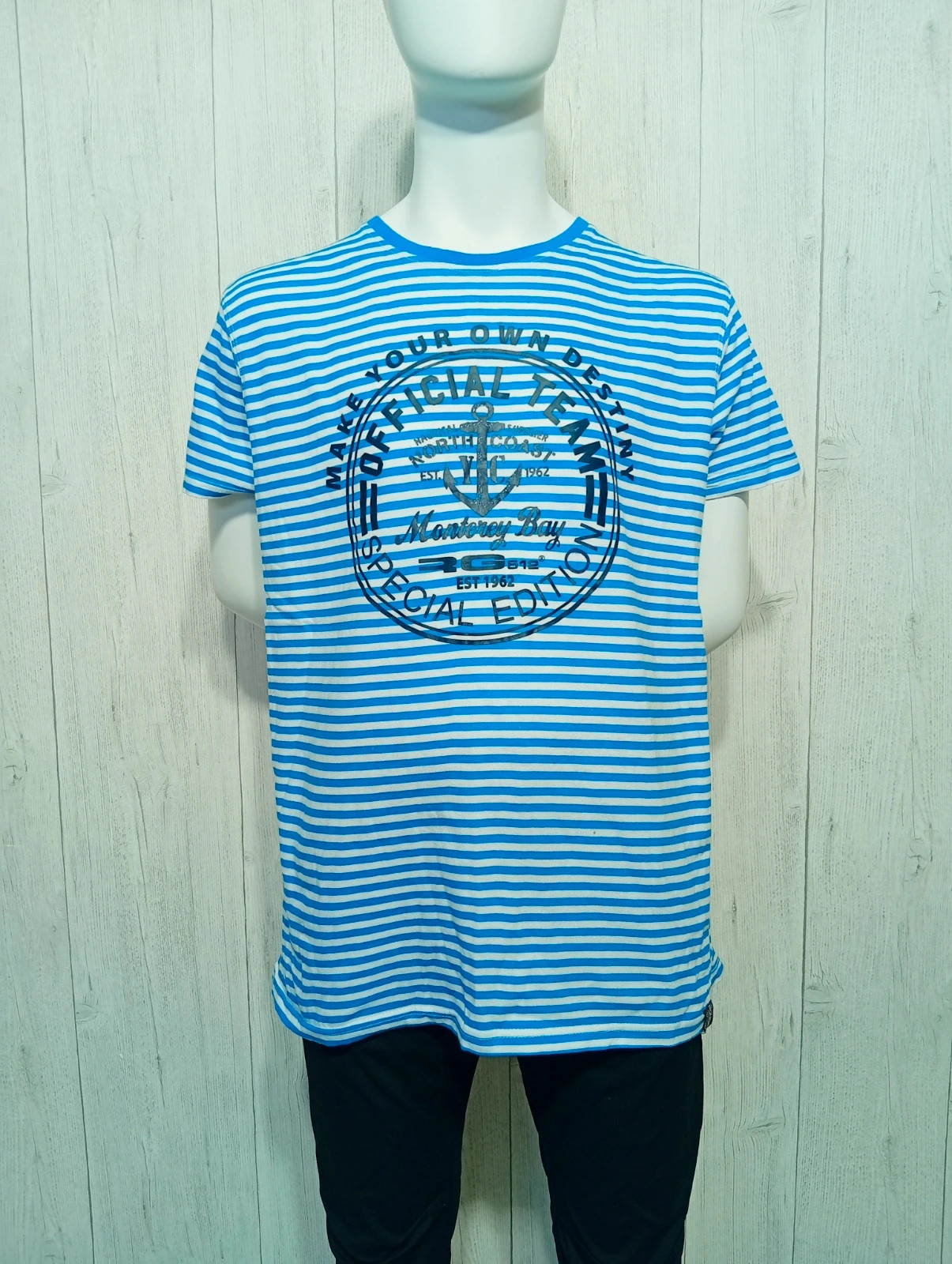 T-shirt manche courte homme - taille L/40 - RG512- couleur bleu et blanc