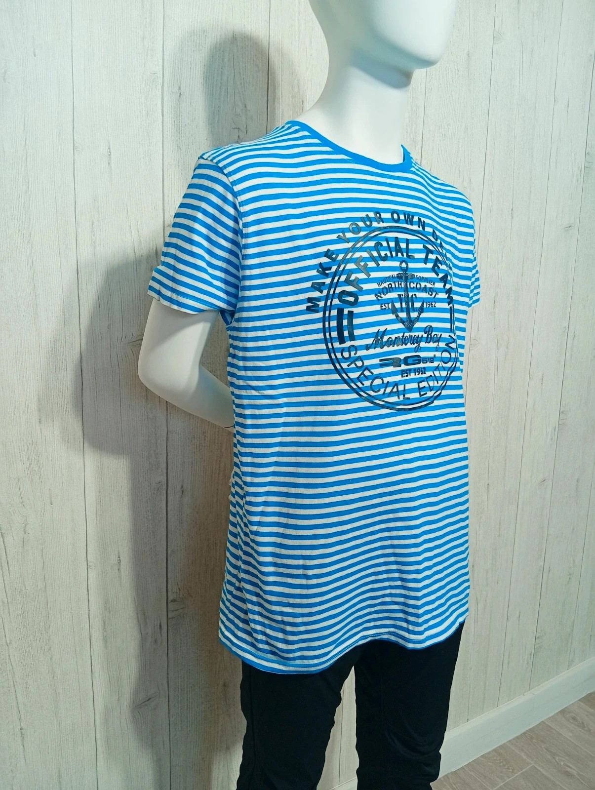 T-shirt manche courte homme - taille L/40 - RG512- couleur bleu et blanc – RG512 – taille L 4