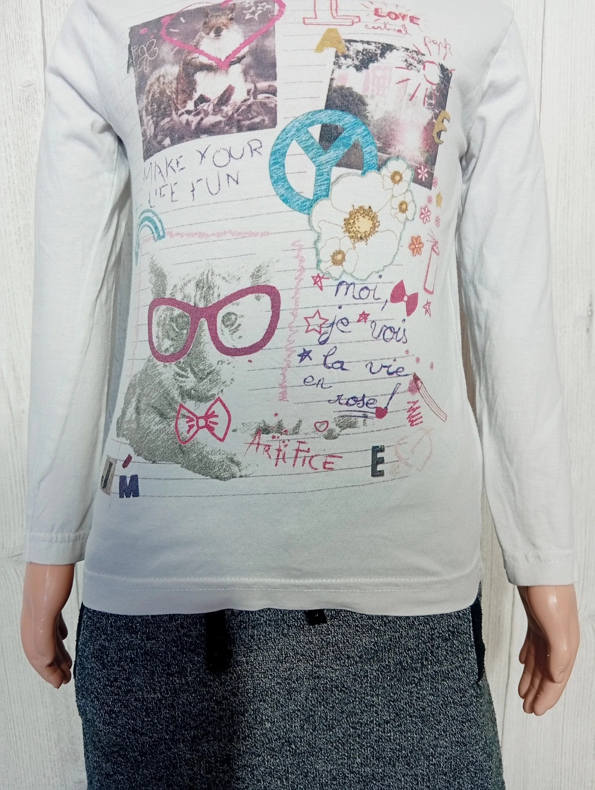 T-shirt manche longue fille - taille 5 ans - gemo kids - couleur blanc – Kids By Gémo – taille 5 ans / 110 cm 3