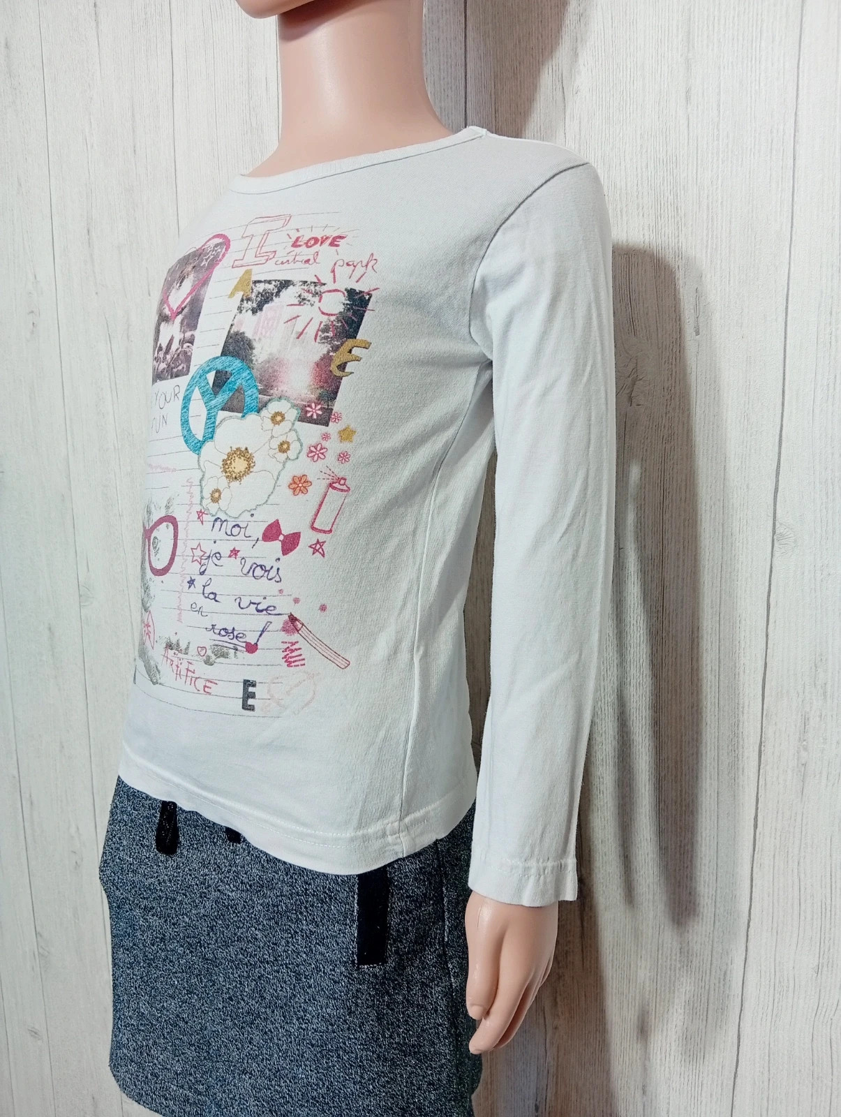 T-shirt manche longue fille - taille 5 ans - gemo kids - couleur blanc – Kids By Gémo – taille 5 ans / 110 cm 5