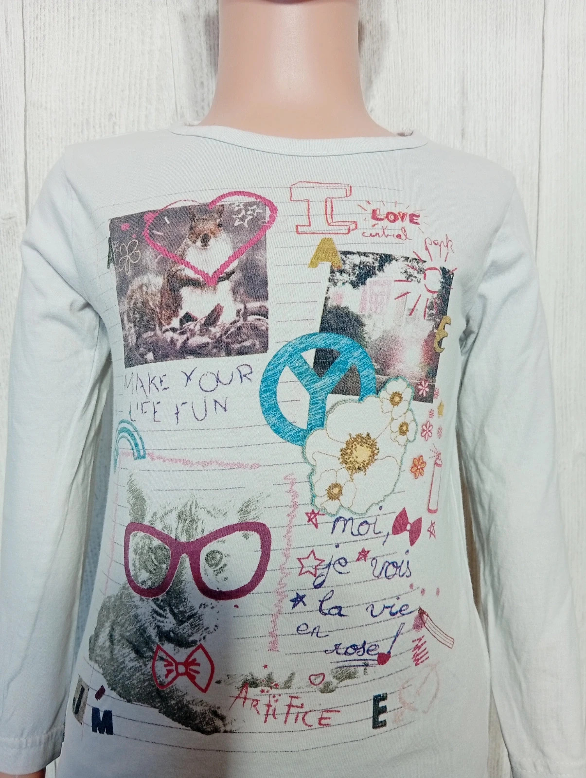 T-shirt manche longue fille - taille 5 ans - gemo kids - couleur blanc – Kids By Gémo – taille 5 ans / 110 cm 2