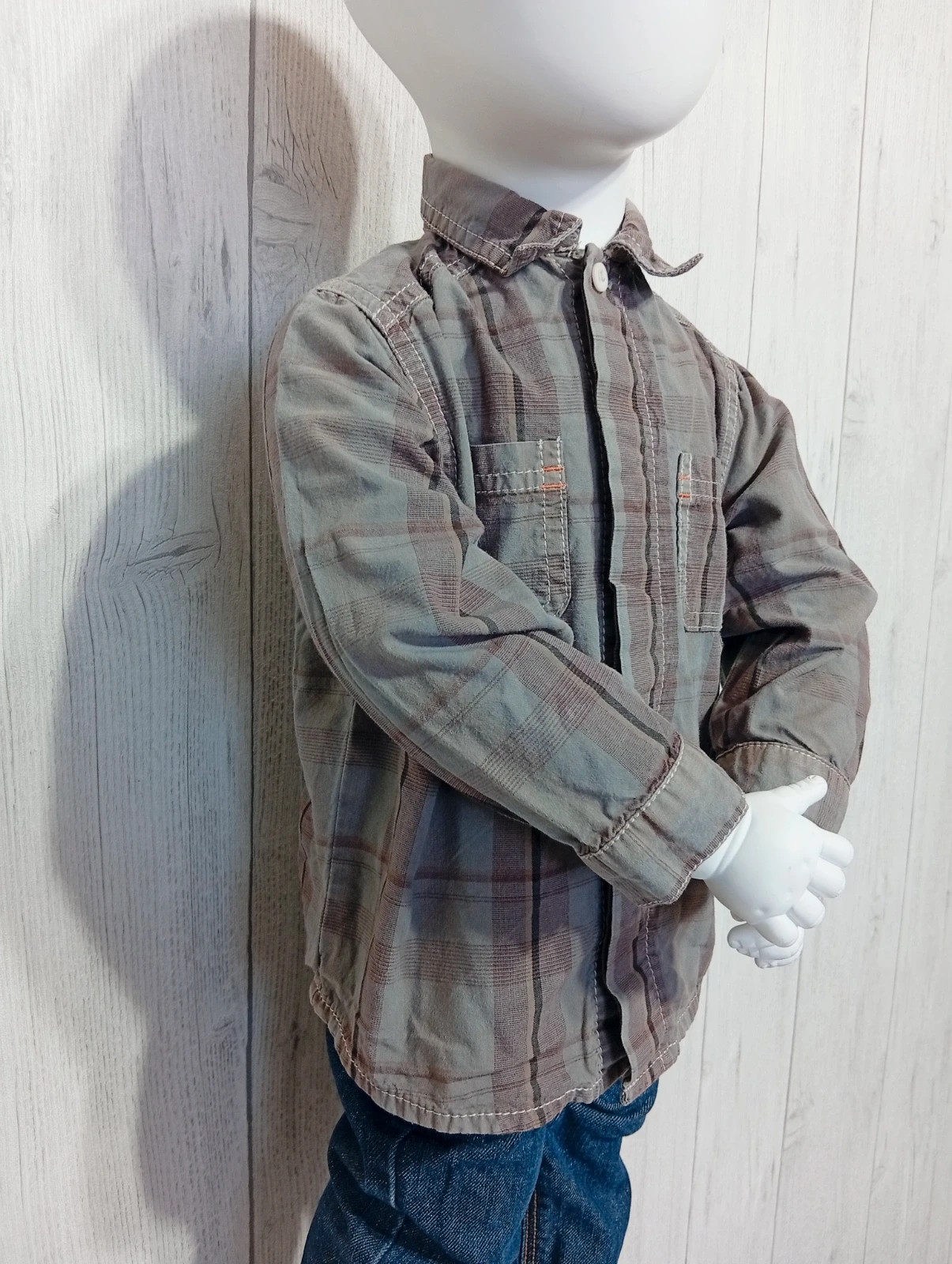 Chemise manche longue garçon - taille 18 mois - Obaibi - couleur marron gris – Obaïbi – taille 18-24 mois / 86 cm 2