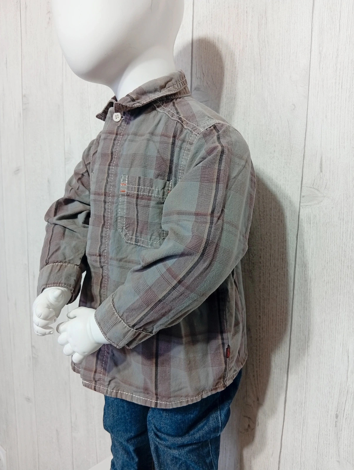 Chemise manche longue garçon - taille 18 mois - Obaibi - couleur marron gris – Obaïbi – taille 18-24 mois / 86 cm 3