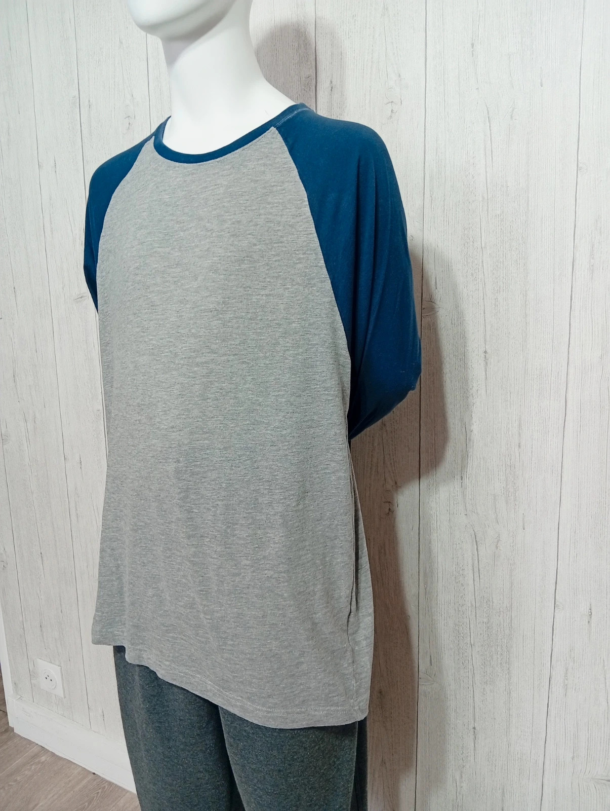 T-shirt manche longue homme - taille XXL/44- angelo litrico -couleur gris et marine – Angelo Litrico – taille XXL 5