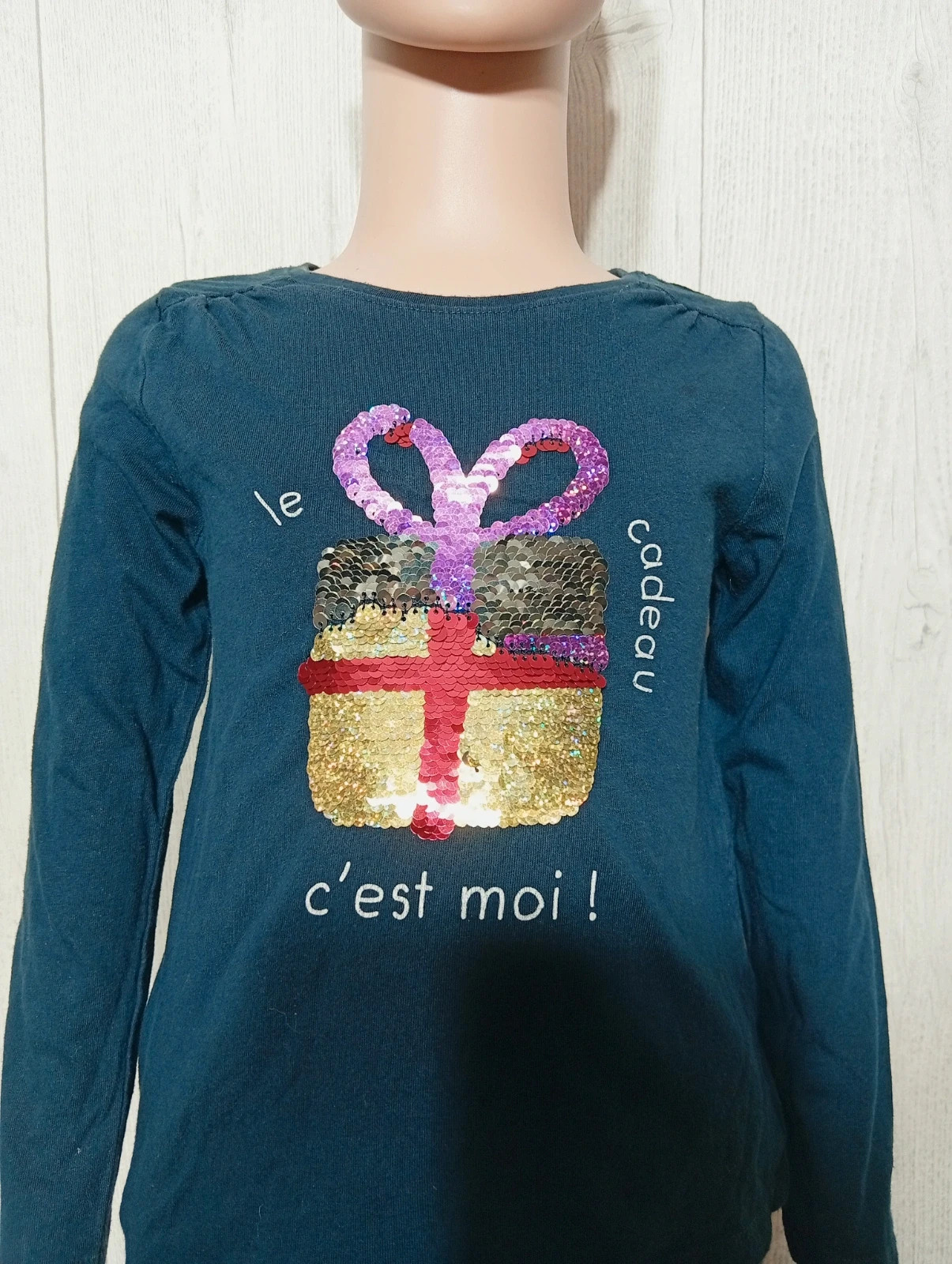 T-shirt shirt manche longue fille - taille 4ans (98/107cm) - Kiabi - couleur marine – Kiabi – taille 4 ans / 104 cm 2