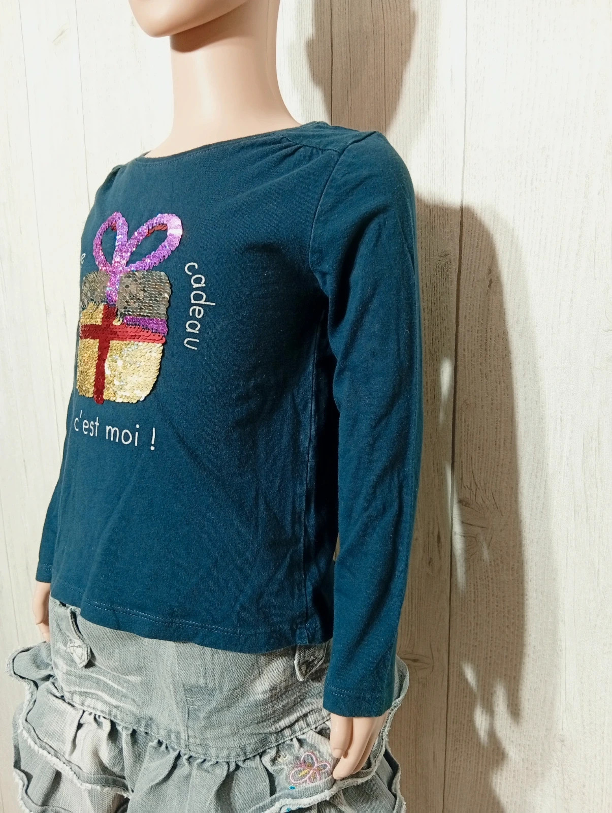 T-shirt shirt manche longue fille - taille 4ans (98/107cm) - Kiabi - couleur marine – Kiabi – taille 4 ans / 104 cm 5
