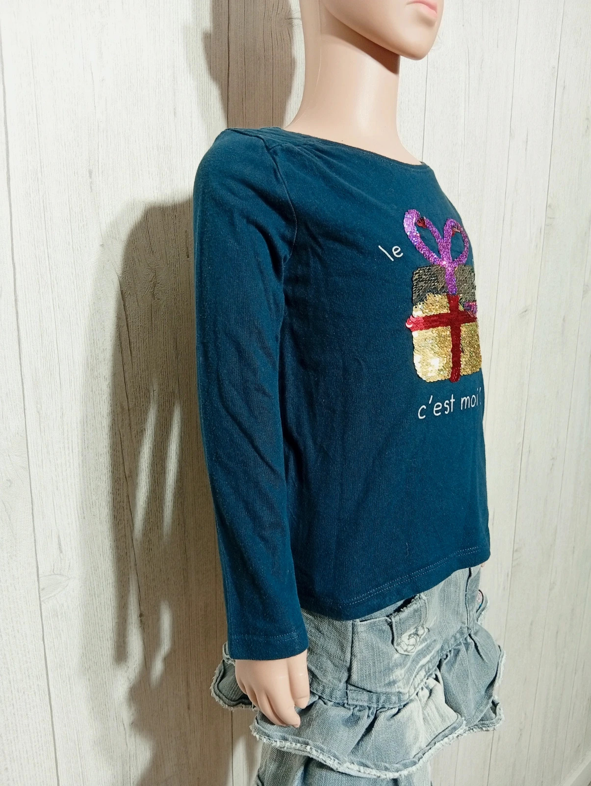 T-shirt shirt manche longue fille - taille 4ans (98/107cm) - Kiabi - couleur marine – Kiabi – taille 4 ans / 104 cm 4