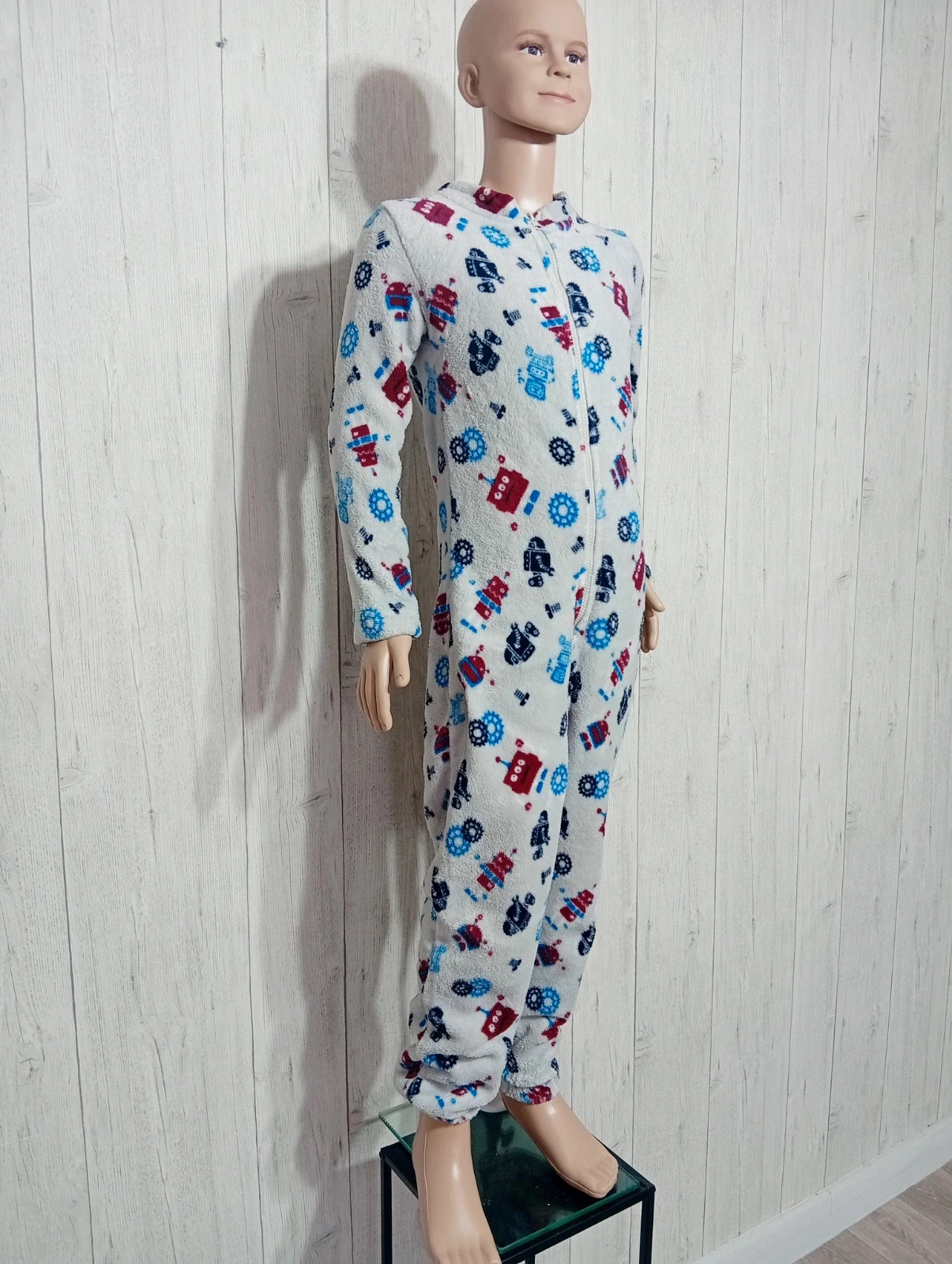 Pyjama 1piece garcon - taille 10 ans - tissaia- couleur blanc multicolore – Tissaia – taille 10 ans / 140 cm 4