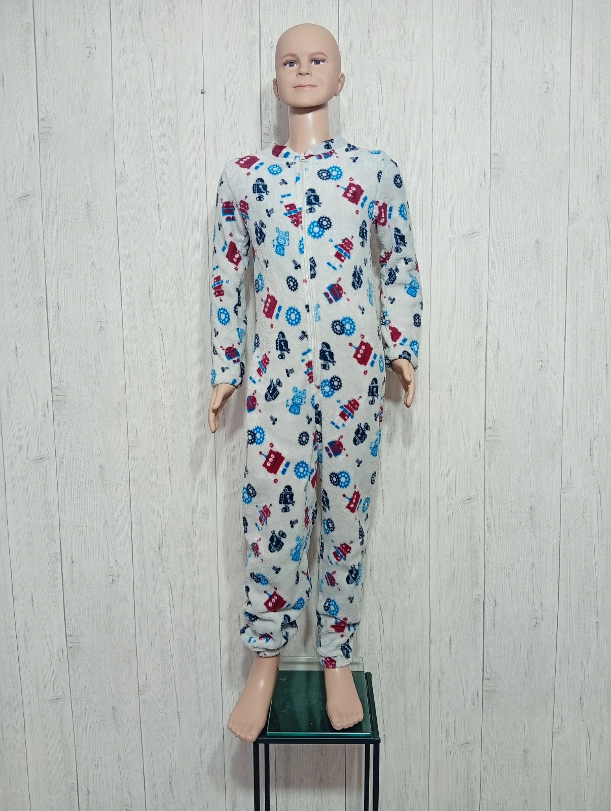Pyjama 1piece garcon - taille 10 ans - tissaia- couleur blanc multicolore