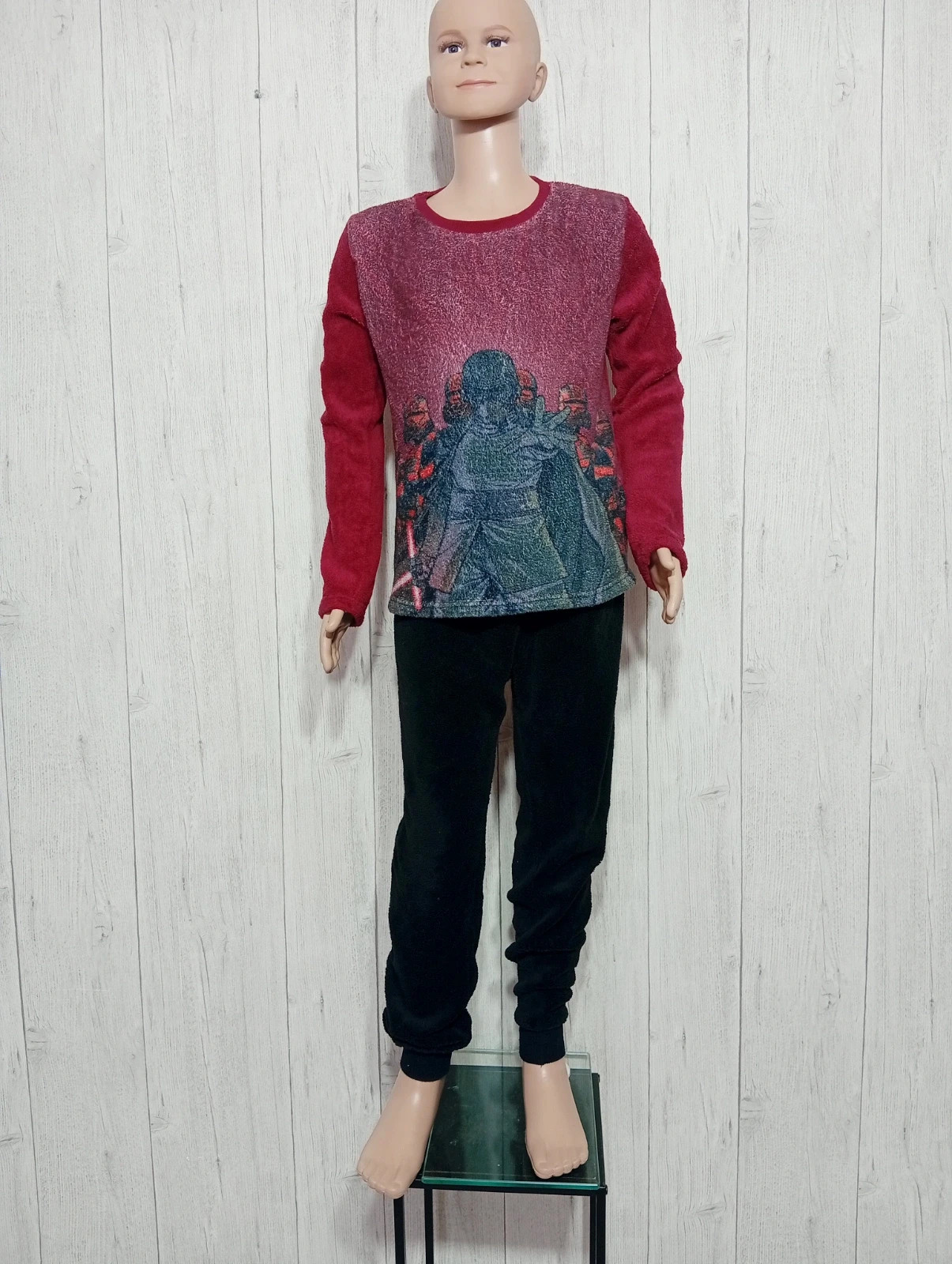 Ensemble de pyjama 2 pieces garcon - taille 10 ans (131/143 cm) - star wars - couleur noir bordeaux