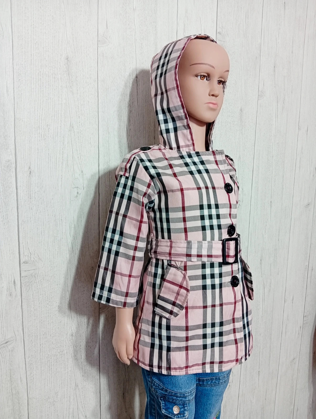 Trench fille - taille S / 4 ans - burberry london - couleur rose blanc noir – Burberry London – taille 4 ans / 104 cm 4