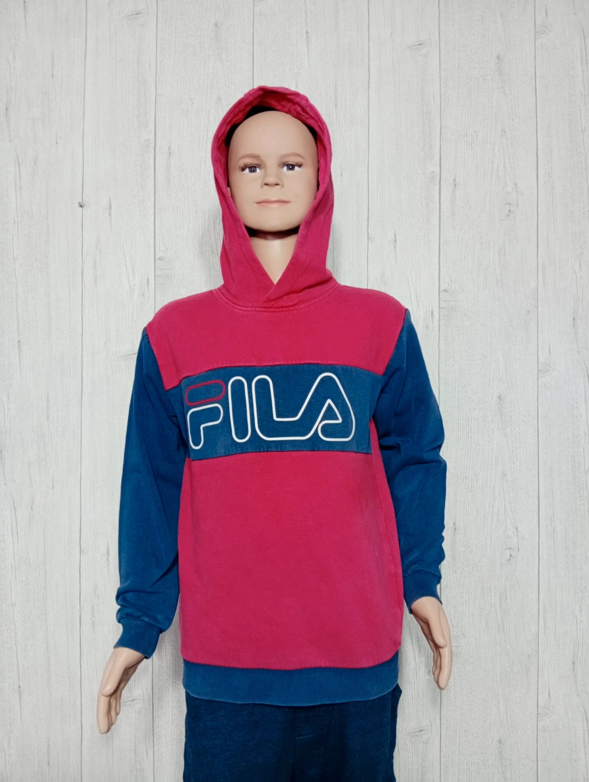 Pull à capuche garcon - taille 9/10 ans ( 134/140 cm) - Fila - couleur rouge marine et blanc