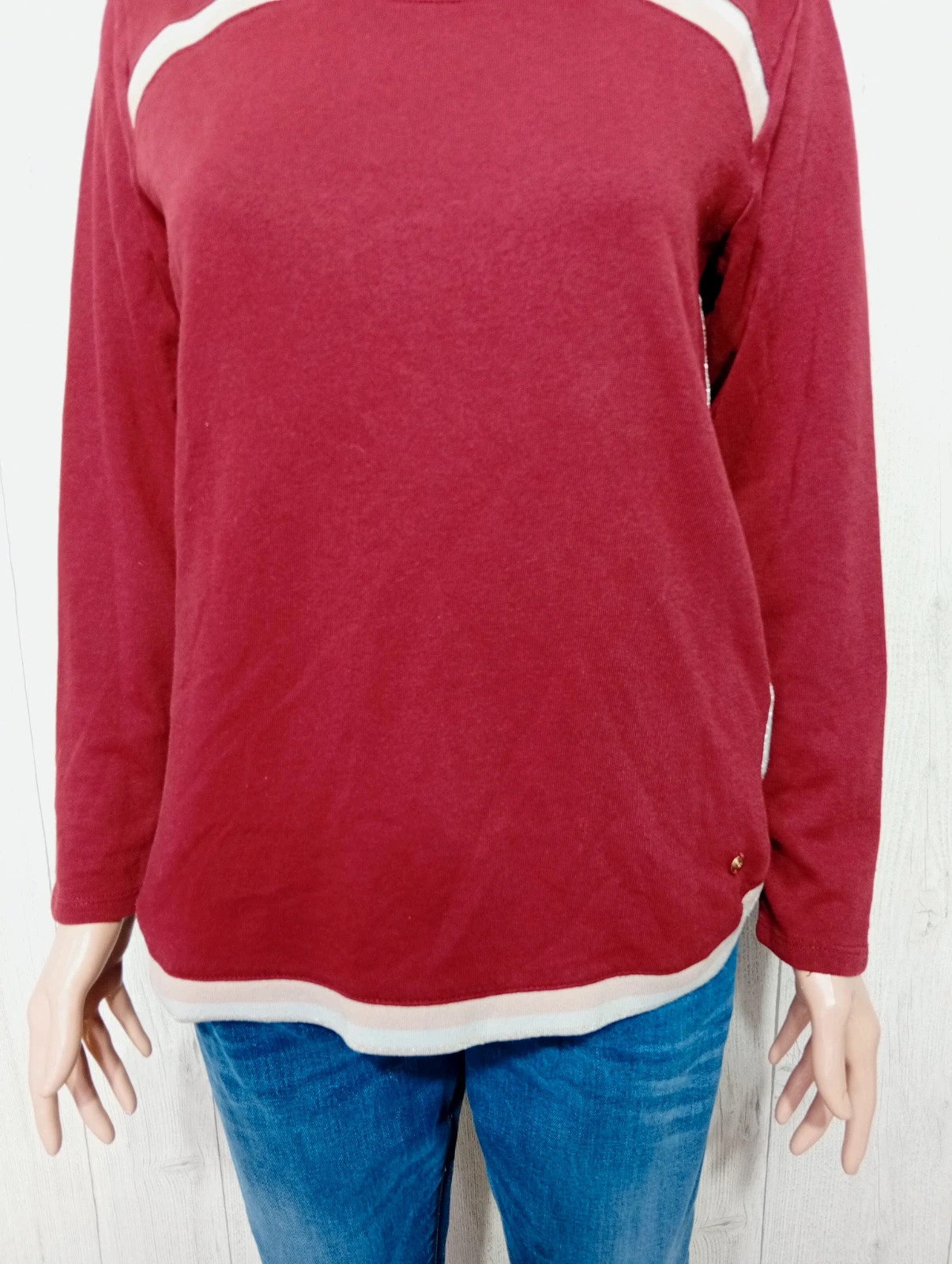 Sweat a manche longue femme - taille M/38 - bonobo- couleur bordeaux rose blanc – Bonobo – taille M / 38 / 10 3