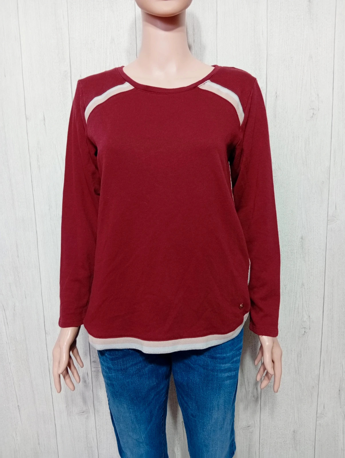 Sweat a manche longue femme - taille M/38 - bonobo- couleur bordeaux rose blanc