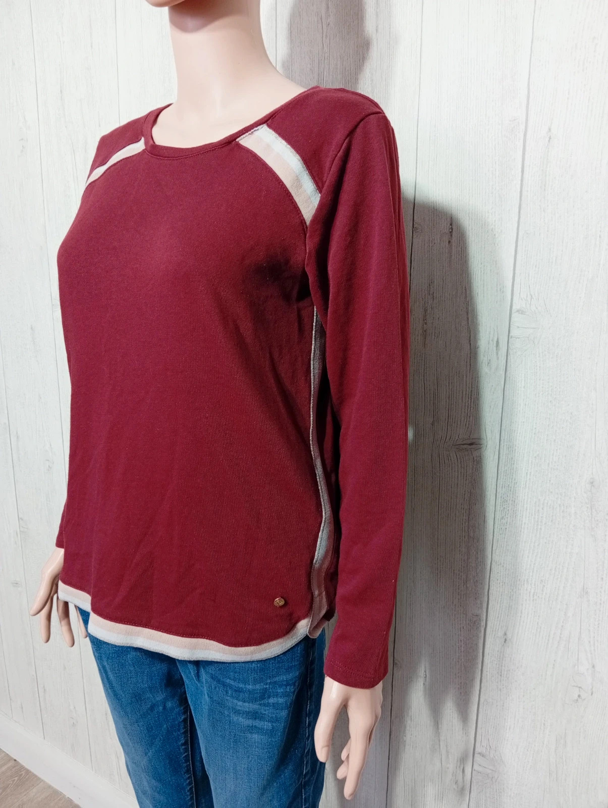 Sweat a manche longue femme - taille M/38 - bonobo- couleur bordeaux rose blanc – Bonobo – taille M / 38 / 10 5