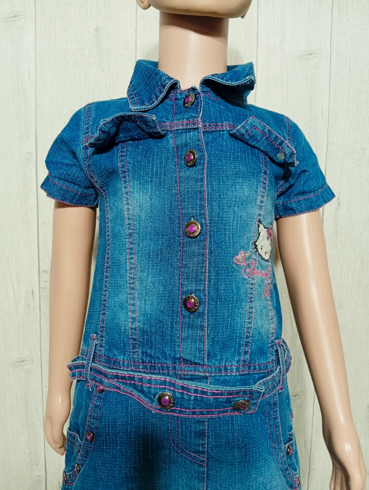 Robe en jean fille - taille 4 ans - charmy kitty -couleur marine et fushia – Charmmy Kitty – taille 4 ans / 104 cm 2