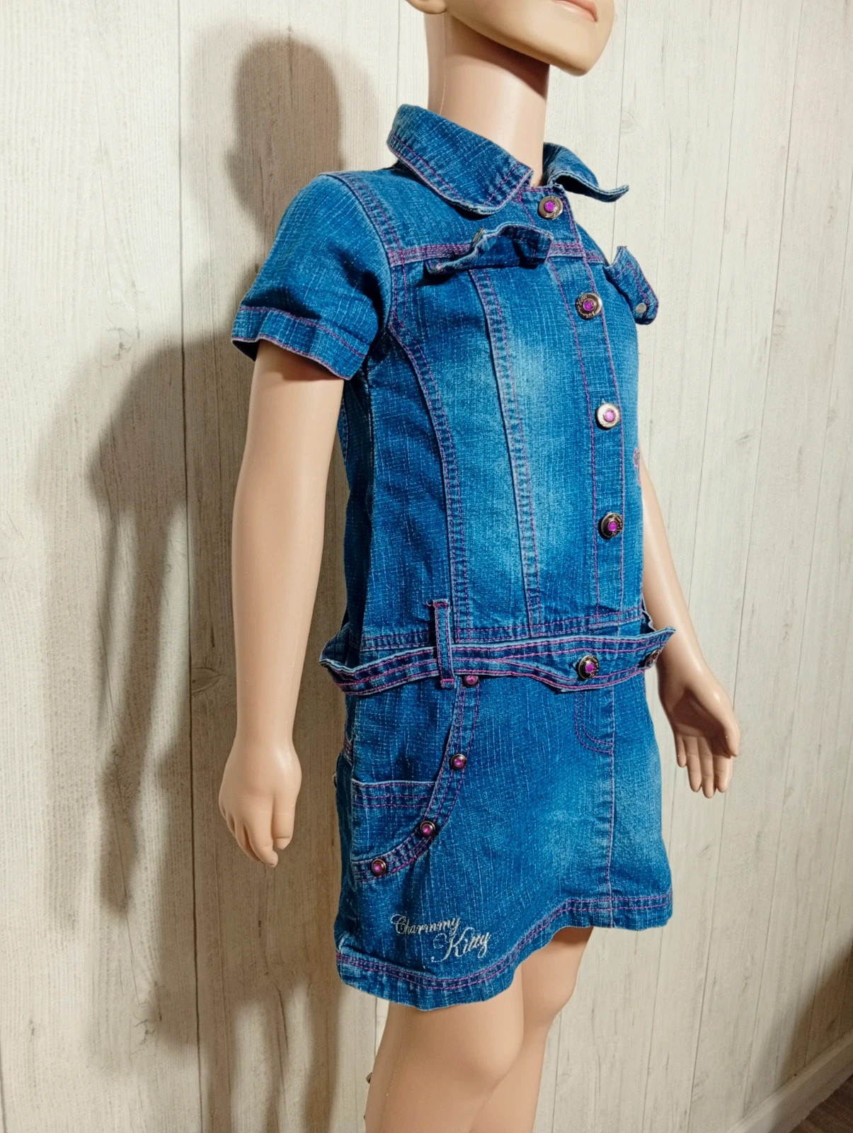 Robe en jean fille - taille 4 ans - charmy kitty -couleur marine et fushia – Charmmy Kitty – taille 4 ans / 104 cm 4