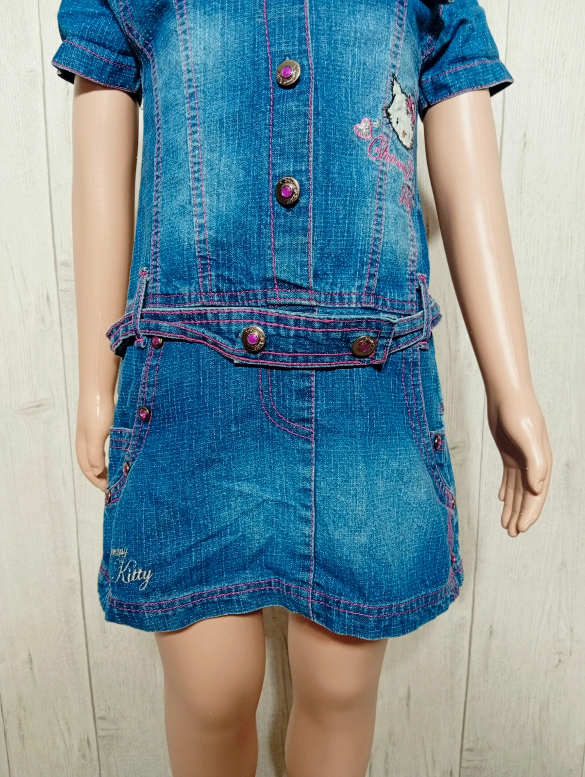 Robe en jean fille - taille 4 ans - charmy kitty -couleur marine et fushia – Charmmy Kitty – taille 4 ans / 104 cm 3