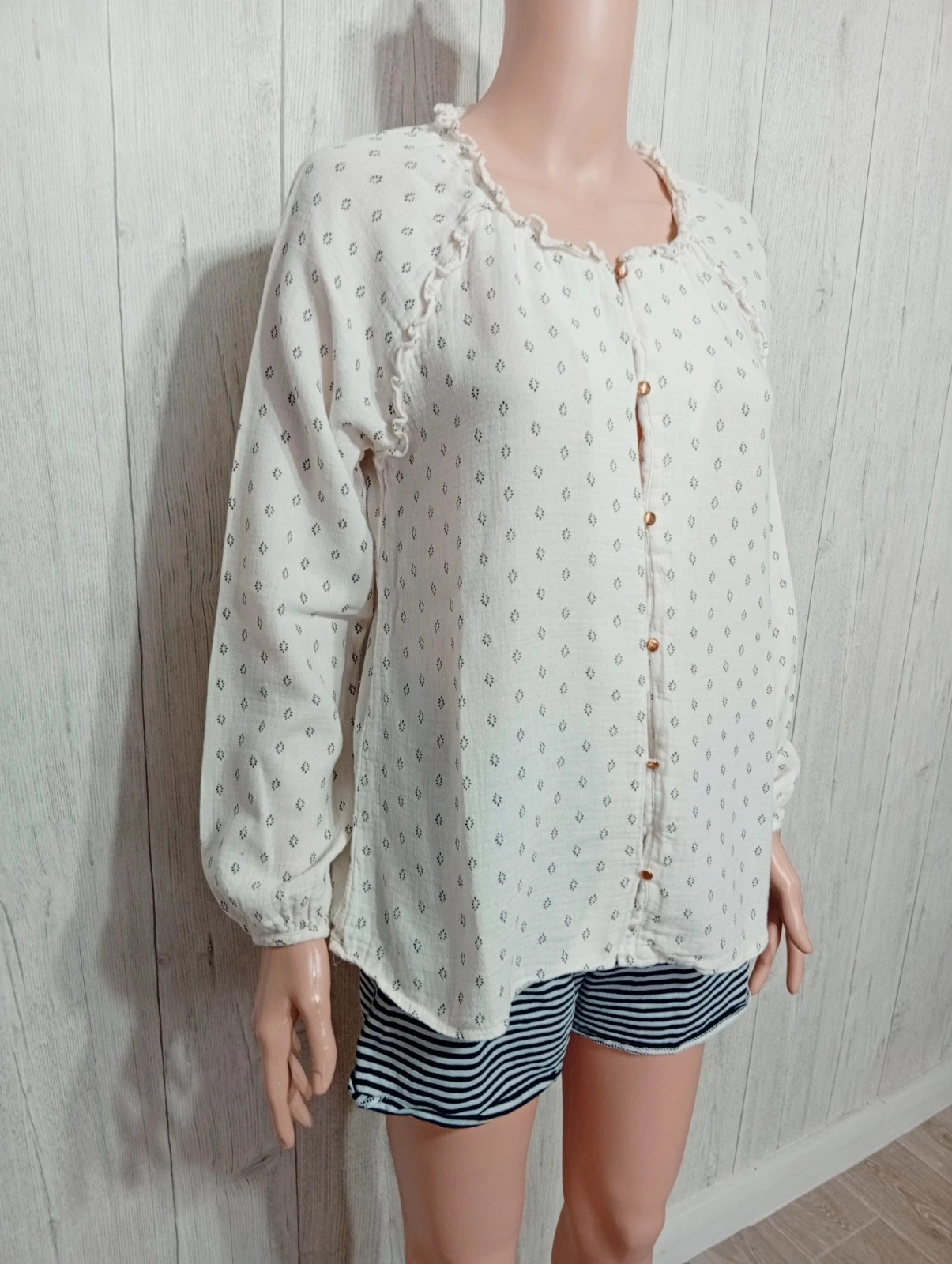Blouse femme - taille L/40 - carminn - couleur creme et noir – Carminn – taille L / 40 / 12 4