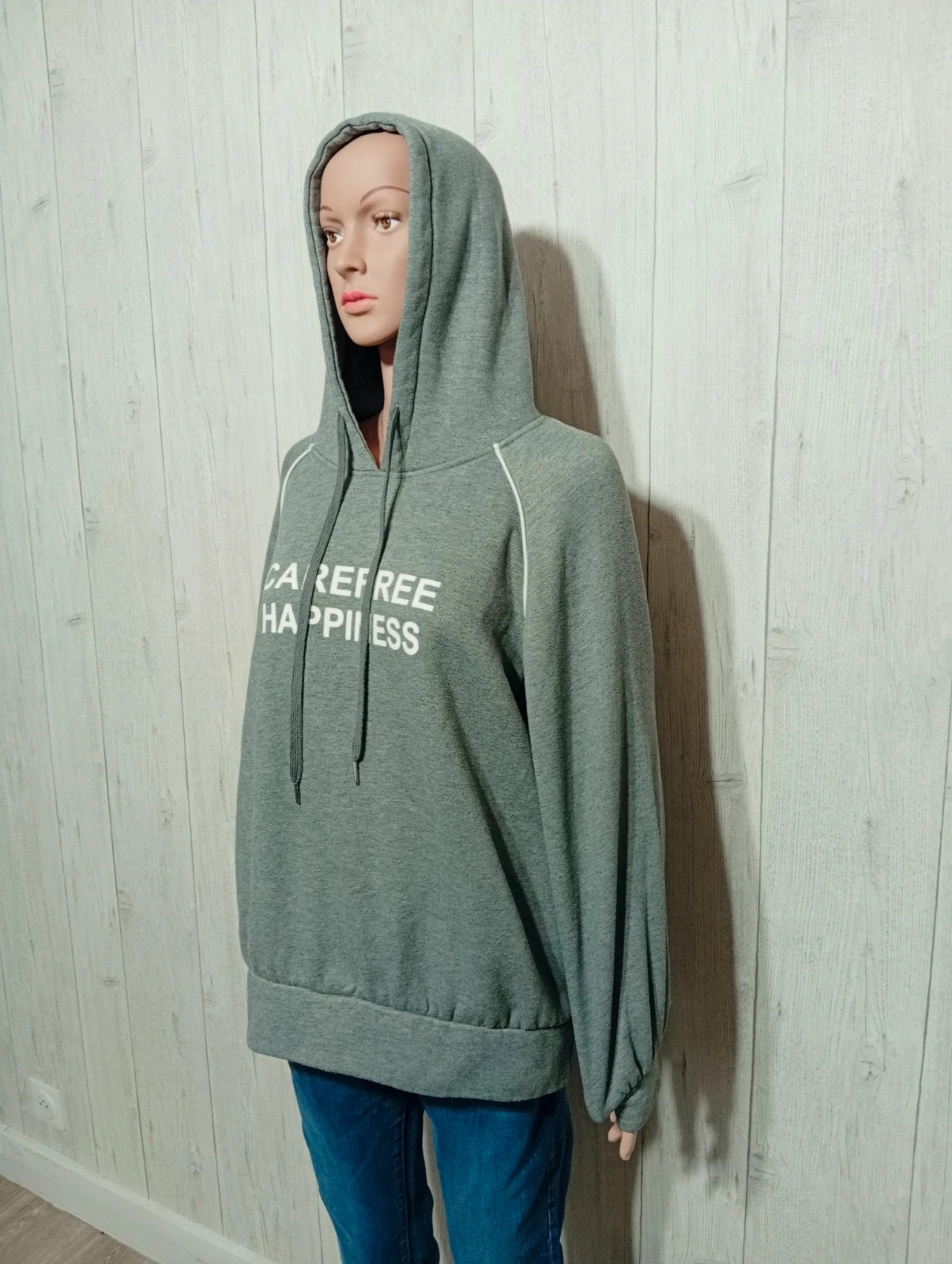 Pull à capuche femme - taille M/38 - dazy - couleur gris et blanc – Dazy – taille M / 38 / 10 5